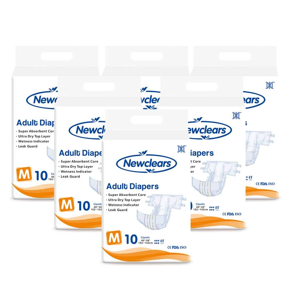 Premium Disposable Adult Diapers with Tabs for Men & Women - Heavy Absorbency Incontinence Underwear (10 Count/Pack, 6 Packs, Medium Size) - Ideal for Postpartum Care, Elderly, Bedridden Patients & Disability Support