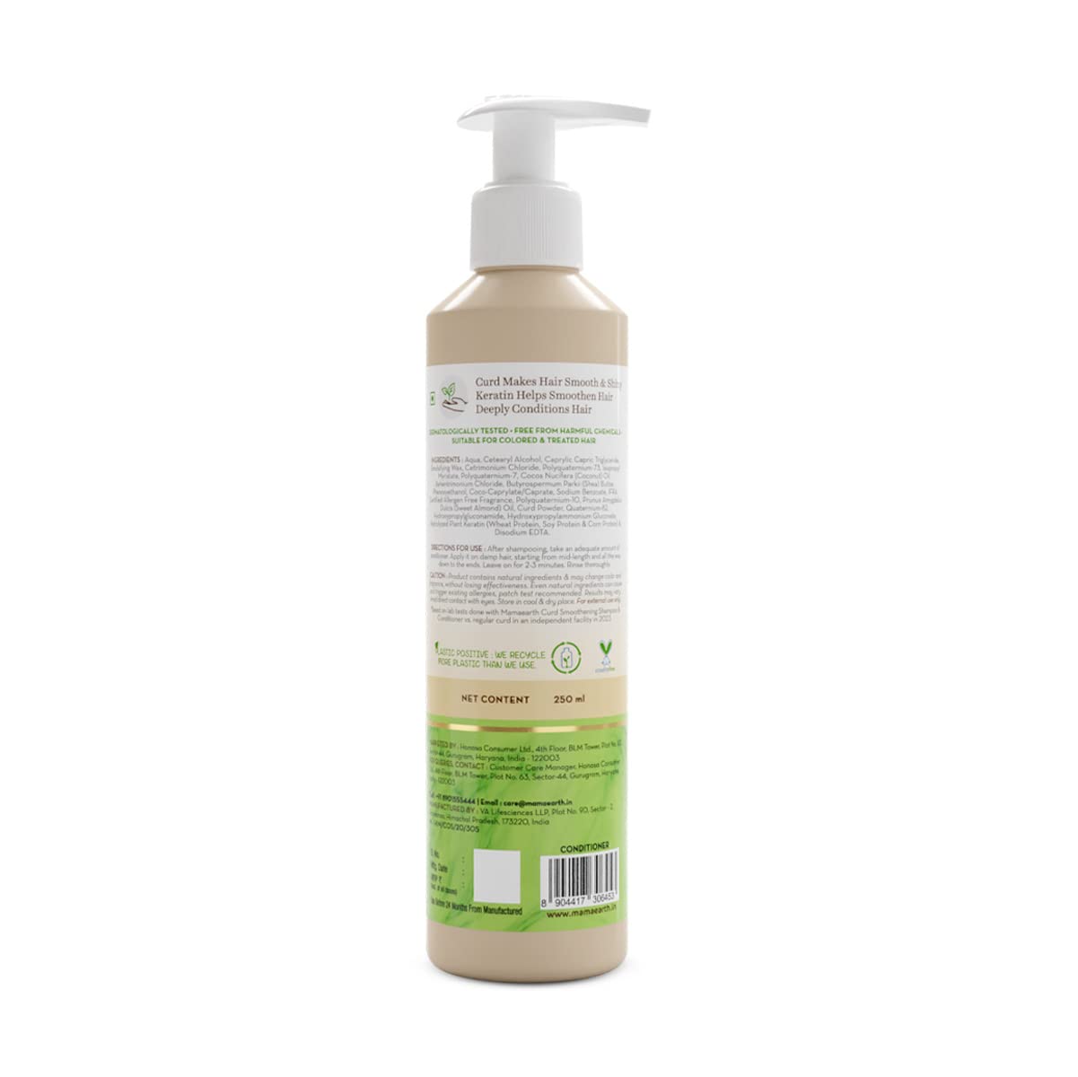 Mamaearth Curd & Keratin Smoothing Conditioner for Women & Men - 250ml | Nourishes Dry Hair, Controls Frizz for Smooth & Shiny Hair | Perfect for Daily Hair Care & Frizz Control at Home or Salon