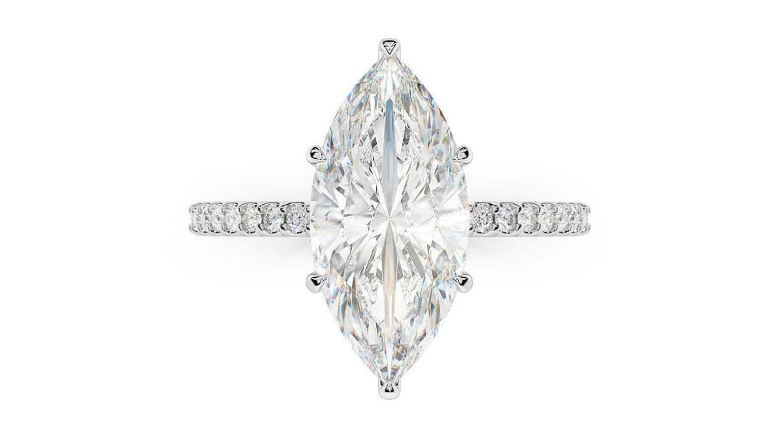 BeBold Hidden Halo 1.5ct Marquise Cut Simulated Diamond Engagement Ring for Women - CZ White Gold Plated Wedding Band, Perfect for Proposals, Anniversaries & Bridal Jewelry