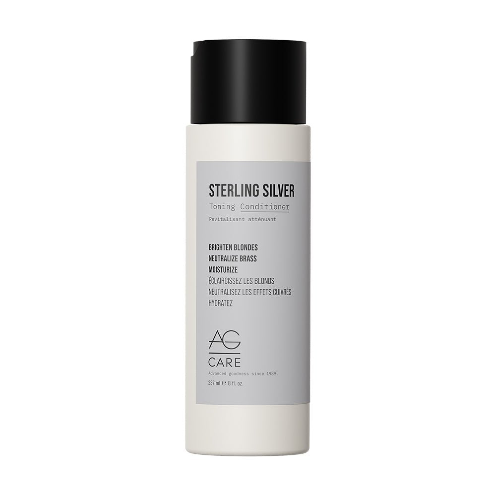 AG Care Sterling Silver Toning Conditioner 8oz (237ml) - Purple Shampoo for Blonde, Gray & Silver Hair - Neutralizes Brassiness & Yellow Tones - Salon Quality Hair Care for Color-Treated Hair