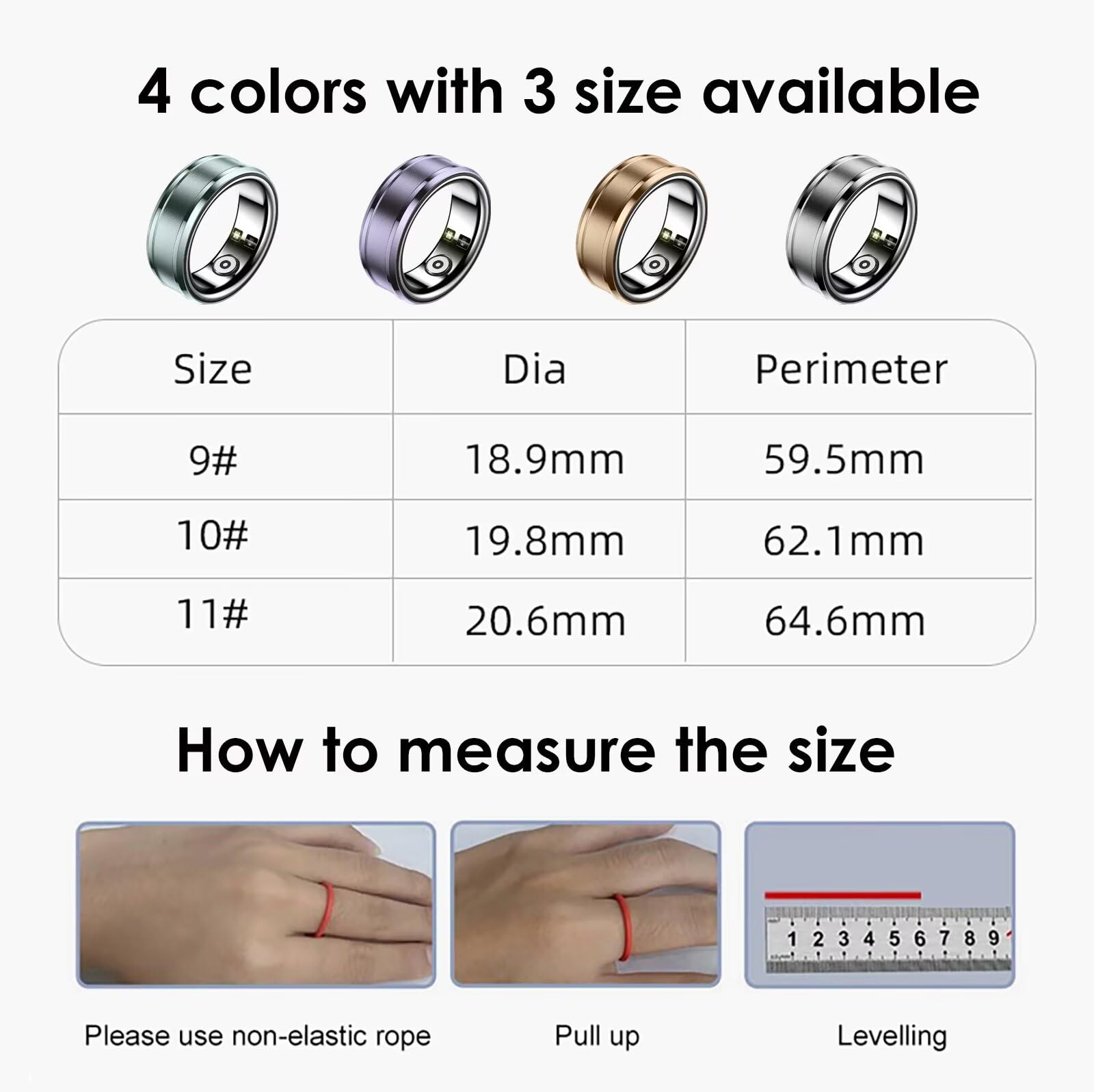 Findtime Smart Ring for Men & Women - Gold & Silver Fitness Tracker with Heart Rate Monitor, Step Counter, Activity Tracker - Compatible with Android - Perfect for Workouts, Running & Daily Health Tracking