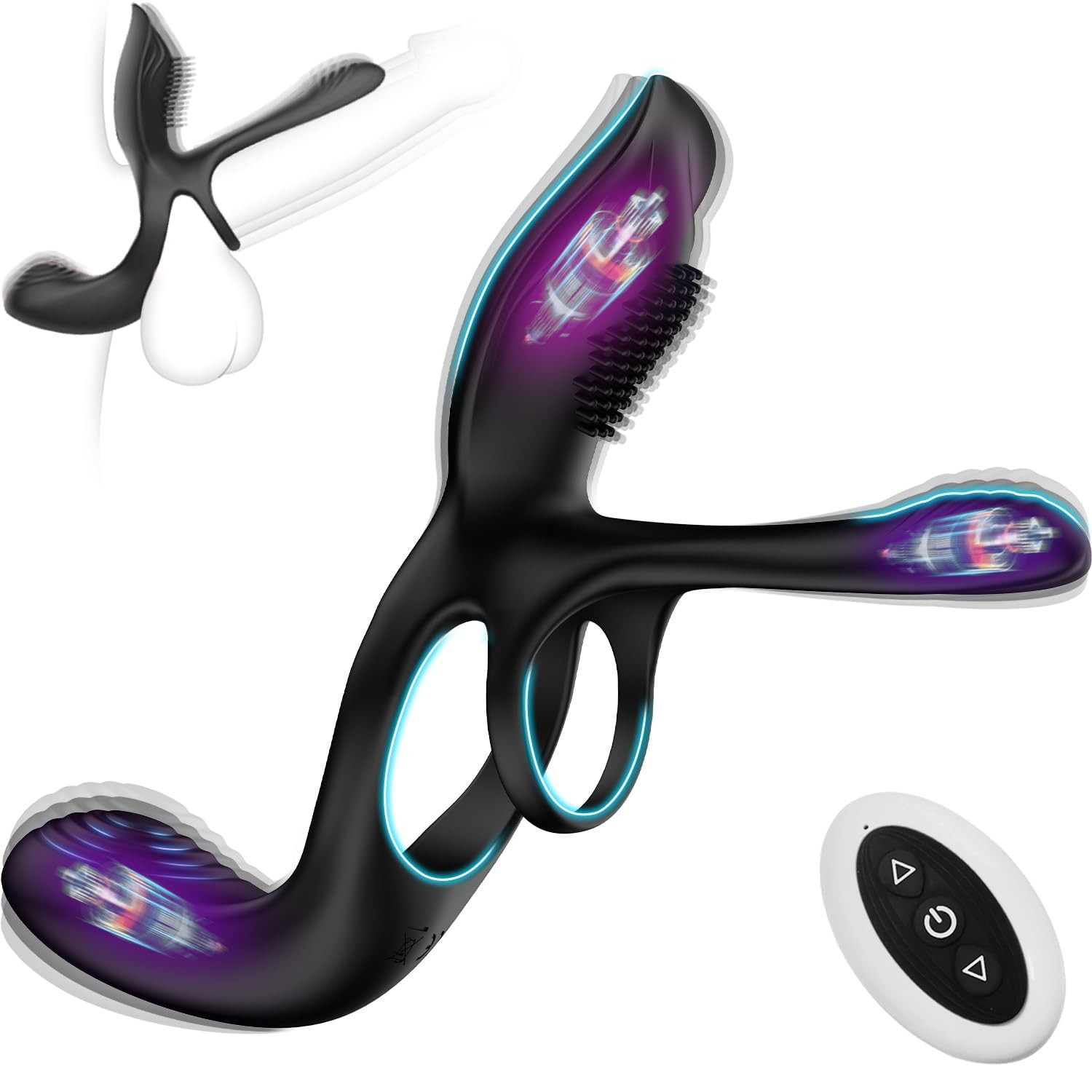 3-in-1 Couple's Vibrating Cock Ring with 10 Powerful Modes - Dual Stimulation for Men & Women - Penis Ring, Perineum & G-Spot Massager - Perfect for Couples Play, Foreplay & Spicing Up Your Sex Life - Adult Sex Toy for Enhanced Intimacy & Pleasure