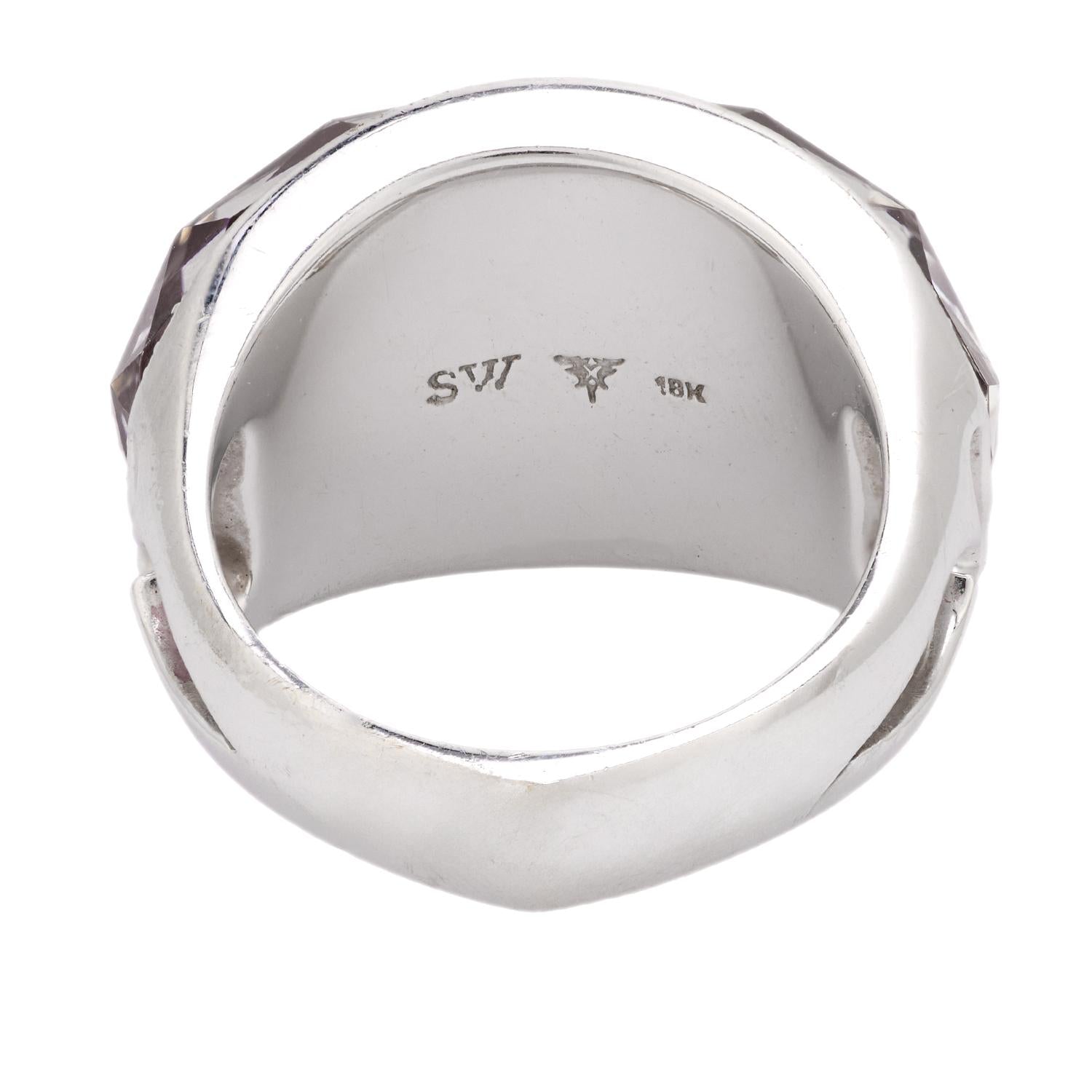 STEPHEN WEBSTER Estate 18k Gold Diamond Garnet Quartz Crystal Haze Ring - Luxury Vintage Jewelry for Women, Perfect for Weddings & Special Occasions