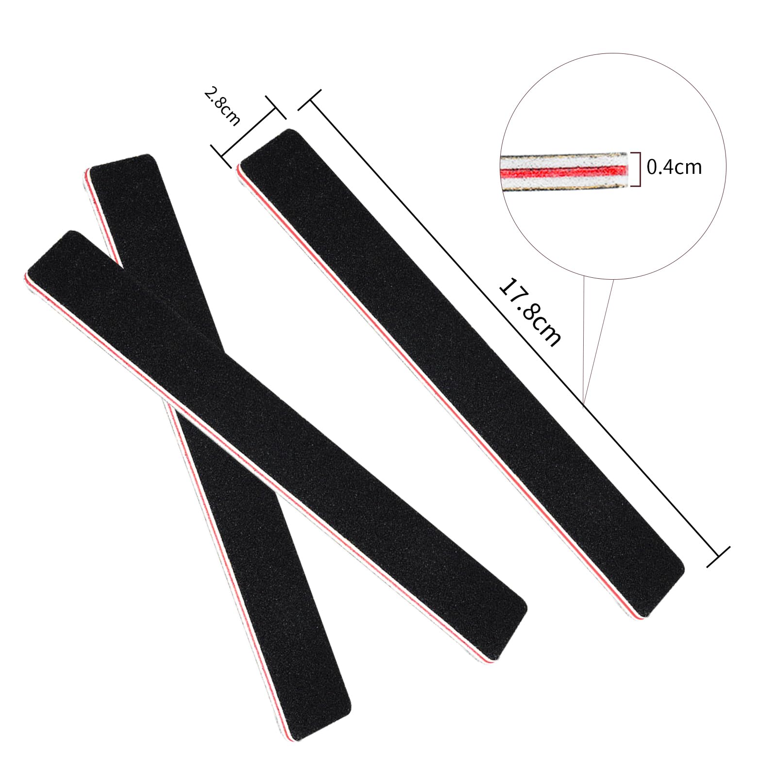 20 Pack Professional Nail Files - 100/180 Grit Black Emery Boards for Acrylic & Natural Nails - Reusable Manicure Tools for Buffing, Shaping & Smoothing - Perfect for Home, Salon & Travel Nail Care