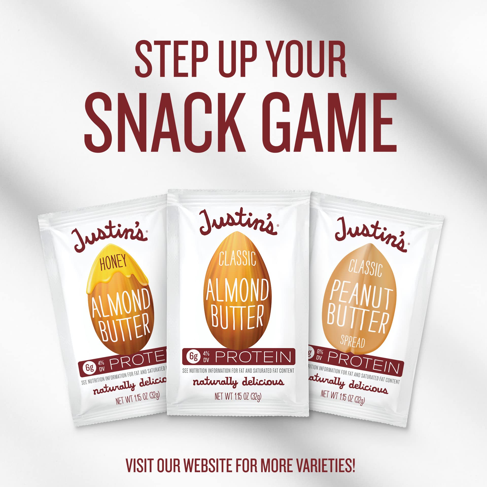 Justin's Gluten-Free Vanilla Almond Butter Squeeze Packs, 1.15 oz (10 Pack) | Healthy Snack for On-the-Go, Hiking, Lunch Boxes & Keto Diet