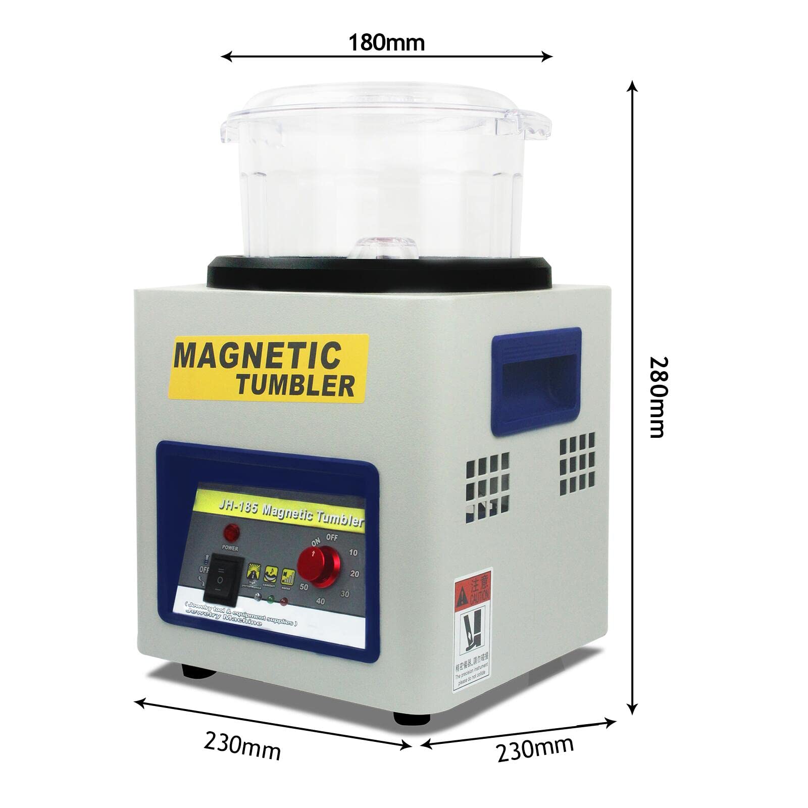 180mm 2000 RPM Magnetic Jewelry Tumbler Polisher & Finisher - Adjustable Direction & Timer for DIY Jewelry Making, Metal Polishing, Watch & Coin Cleaning - KT/JH-185