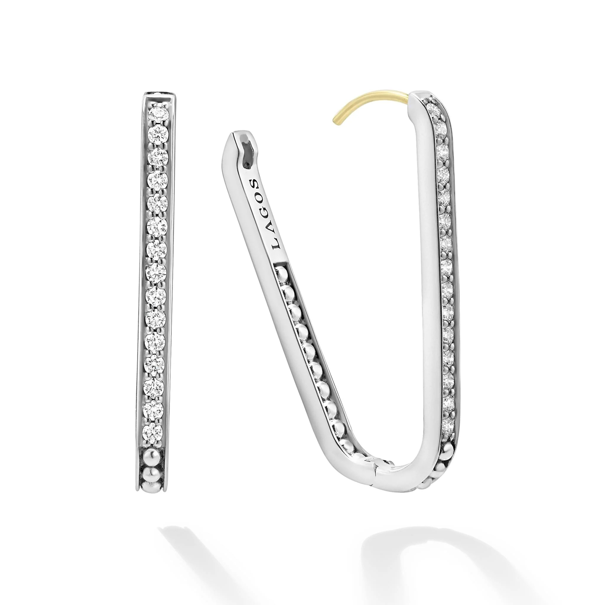 Large Diamond Hoop Earrings for Women - 14K Gold Plated Linear Drop Dangle Earrings | Perfect for Parties, Weddings & Evening Events