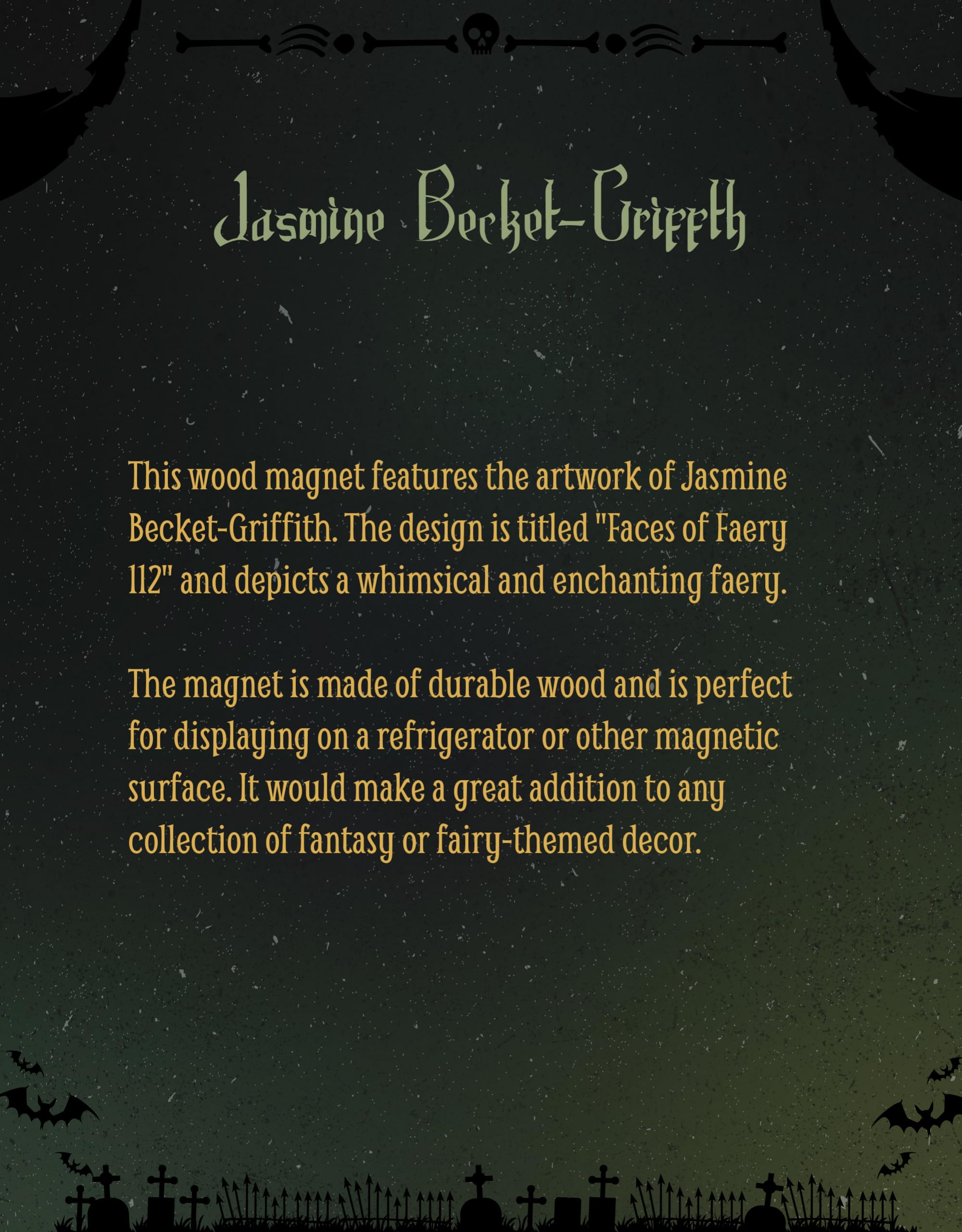 Arcane Vault - Jasmine Becket-Griffith Gothic Fairy Tale Faery Wood Magnet - Laser-Cut UV-Coated 2x3 Inch Decorative Fridge Magnet - Perfect for Home Office & Gift Giving - Gothic Art Collectible (1232-LM)