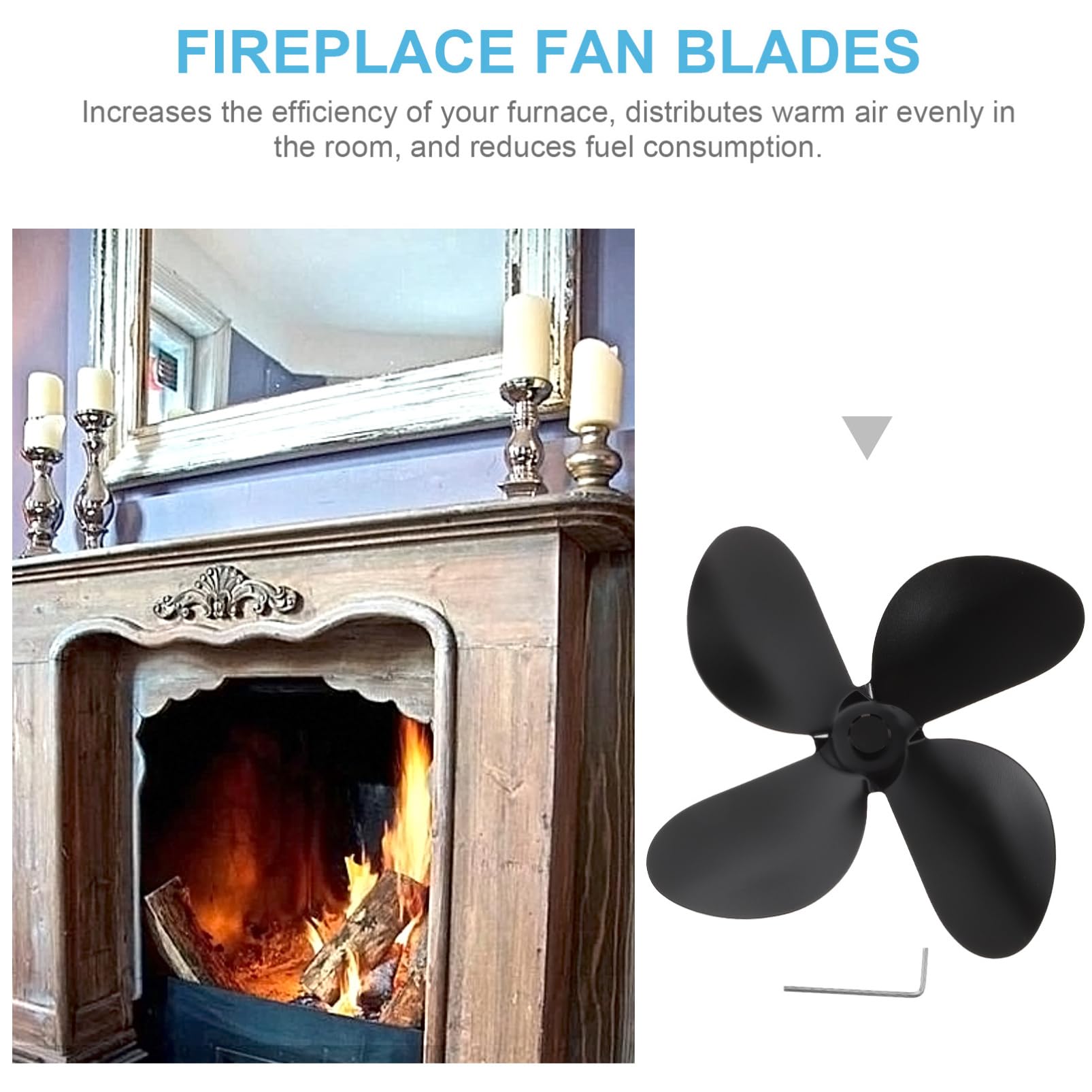 PRETYZOOM 3-Piece Fireplace Stove Fan Replacement Kit - Aluminum Alloy Heat-Powered Fan Parts, Easy Installation & Silent Operation - Perfect for Home Heating, Wood Stove Accessories & Energy Efficiency
