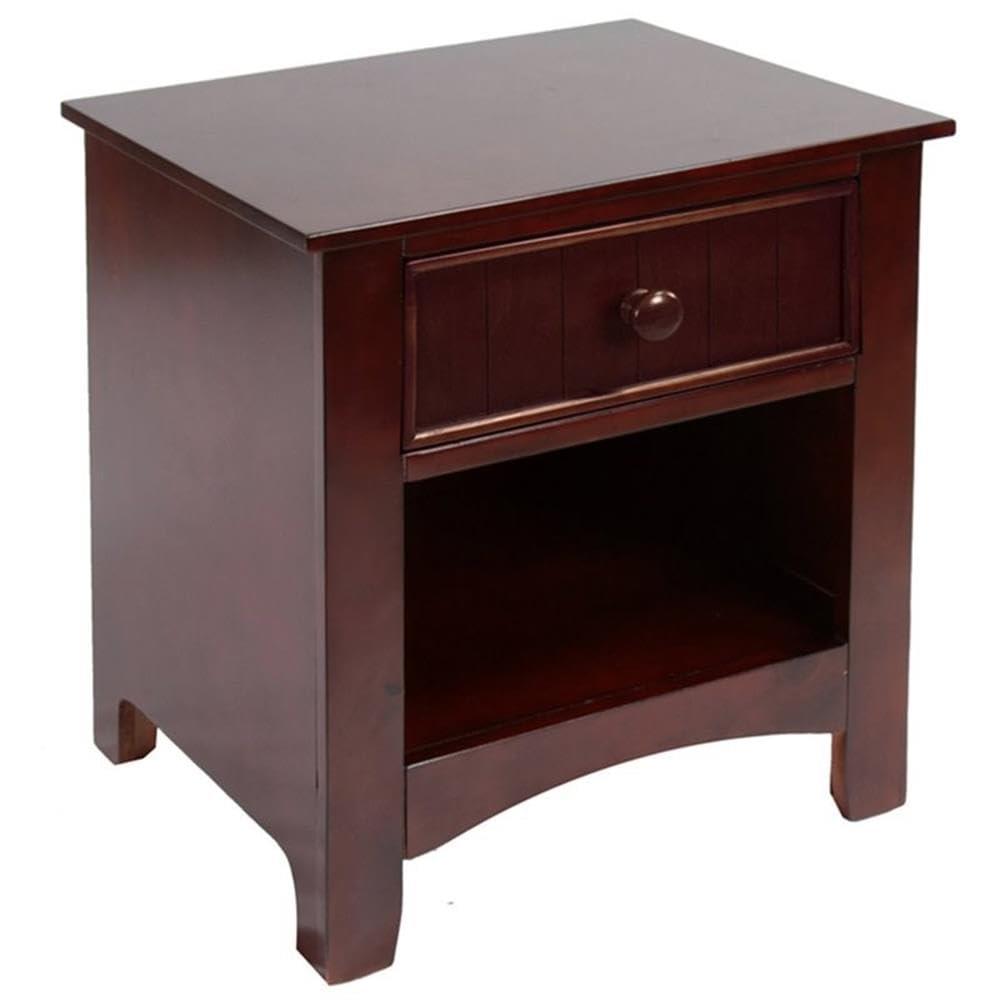Furniture of America Max 1-Drawer Nightstand in Cherry Finish - Compact Bedside Table for Bedroom Storage & Organization