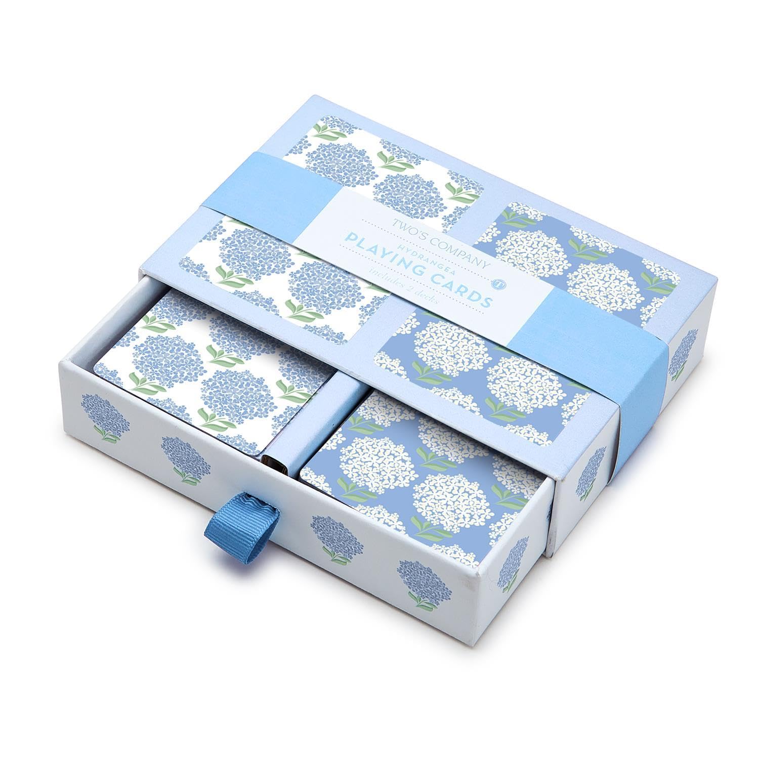 Premium Hydrangea Double Deck Textured Playing Cards Set - 2 Colorways, 52 Cards + 2 Jokers Each in Gift Box - Perfect for Poker, Blackjack, Game Nights & Gifts