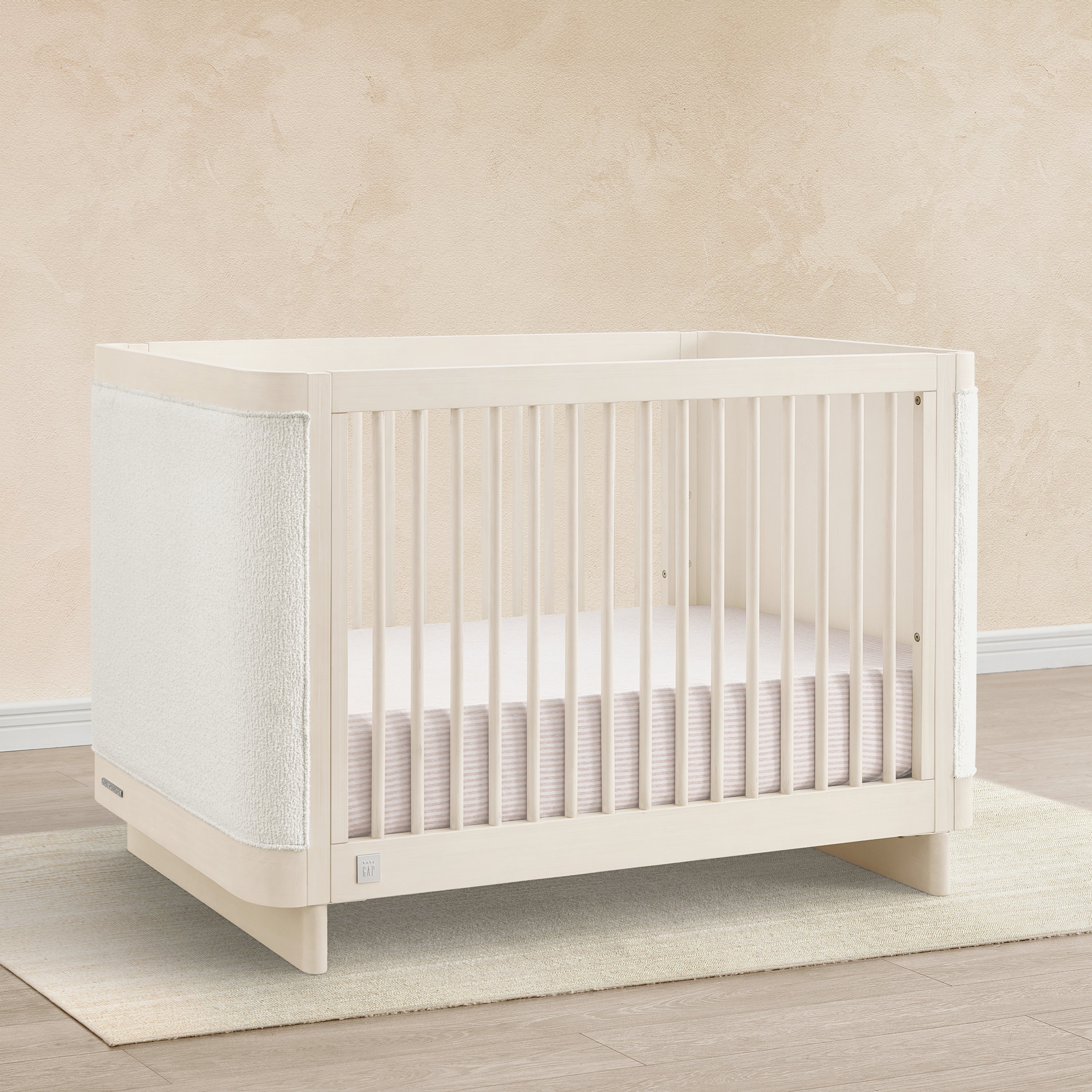 Callie 4-in-1 Convertible Upholstered Baby Crib with Toddler Bed Conversion - Modern Nursery Furniture for Newborns to Kids | Perfect for Small Spaces & Shared Rooms