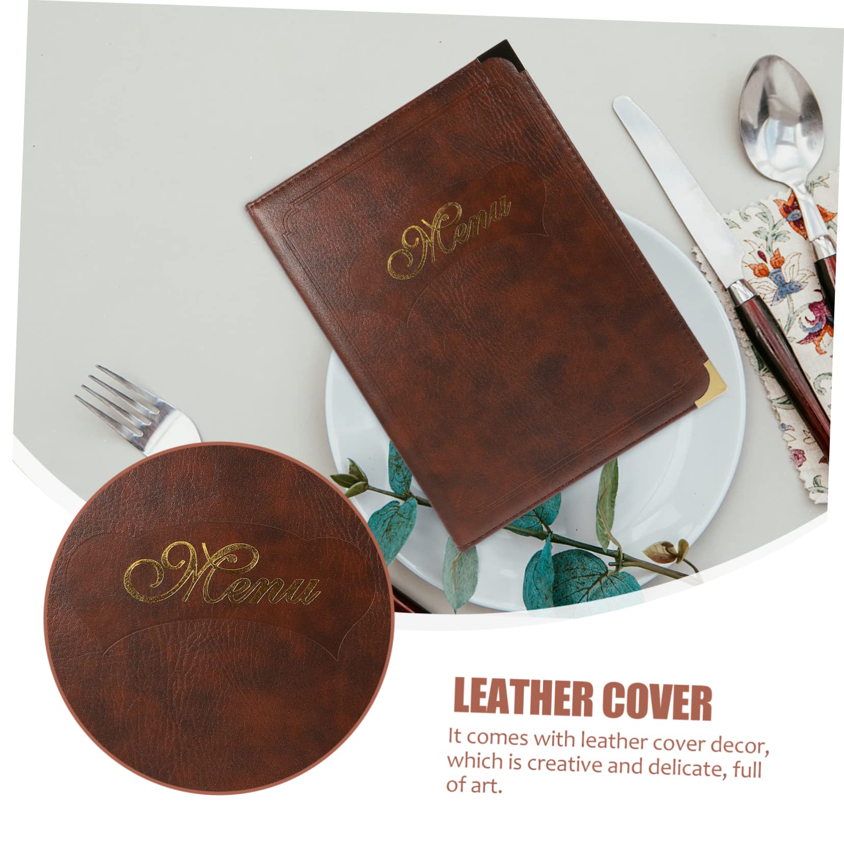 Premium Leather A4 Menu Holder - Restaurant Guest Check & Order Display Stand - Durable Leather Menu Book Cover for Tabletop Use - Ideal for Cafes, Bars, and Fine Dining Establishments
