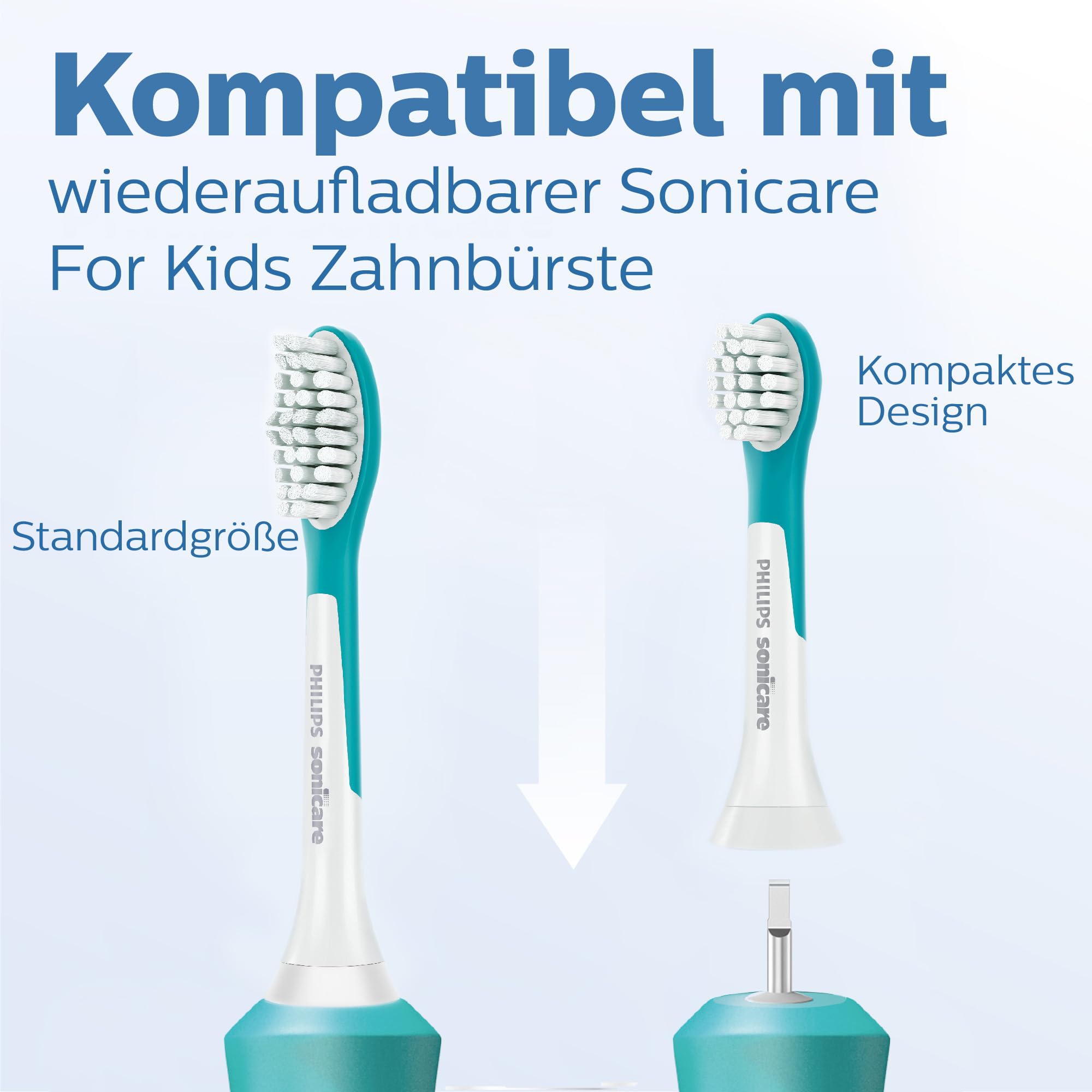 Philips Sonicare HX6034/33 Kids Electric Toothbrush - Gentle Cleaning for Children Ages 3+, 4 Brush Heads Included - Perfect for Daily Oral Care & Developing Healthy Brushing Habits