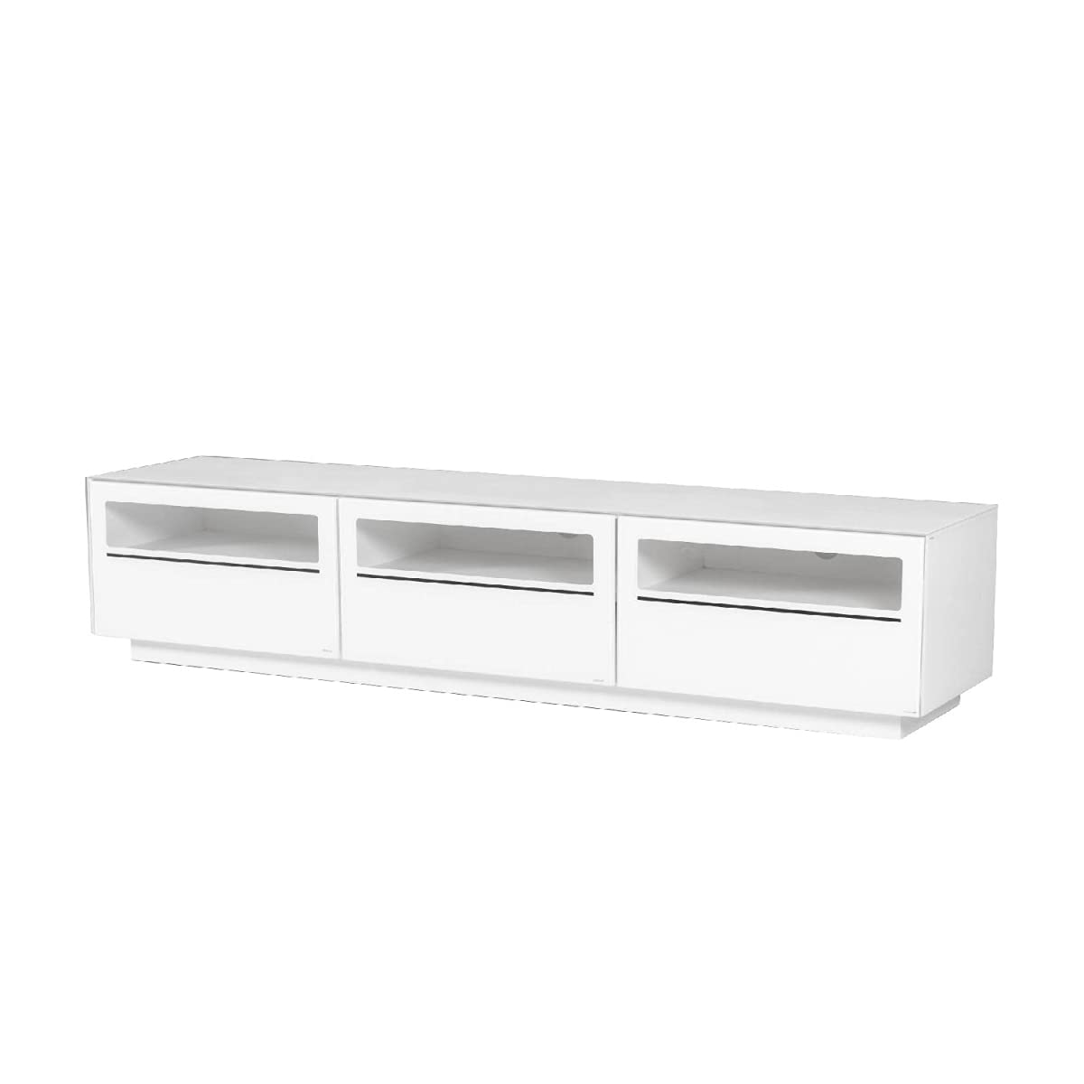 Benjara White Wooden TV Stand with 3 Drawers & Glass Fronts - Modern Entertainment Center for Living Room & Home Theater