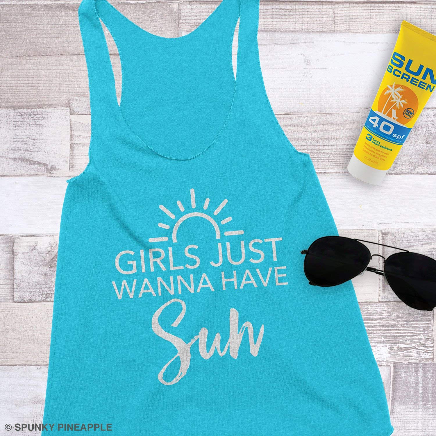 Girls Just Wanna Have Sun Workout Tank Top - Summer Beach Vacation Activewear for Women | Gym, Yoga & Outdoor Activities