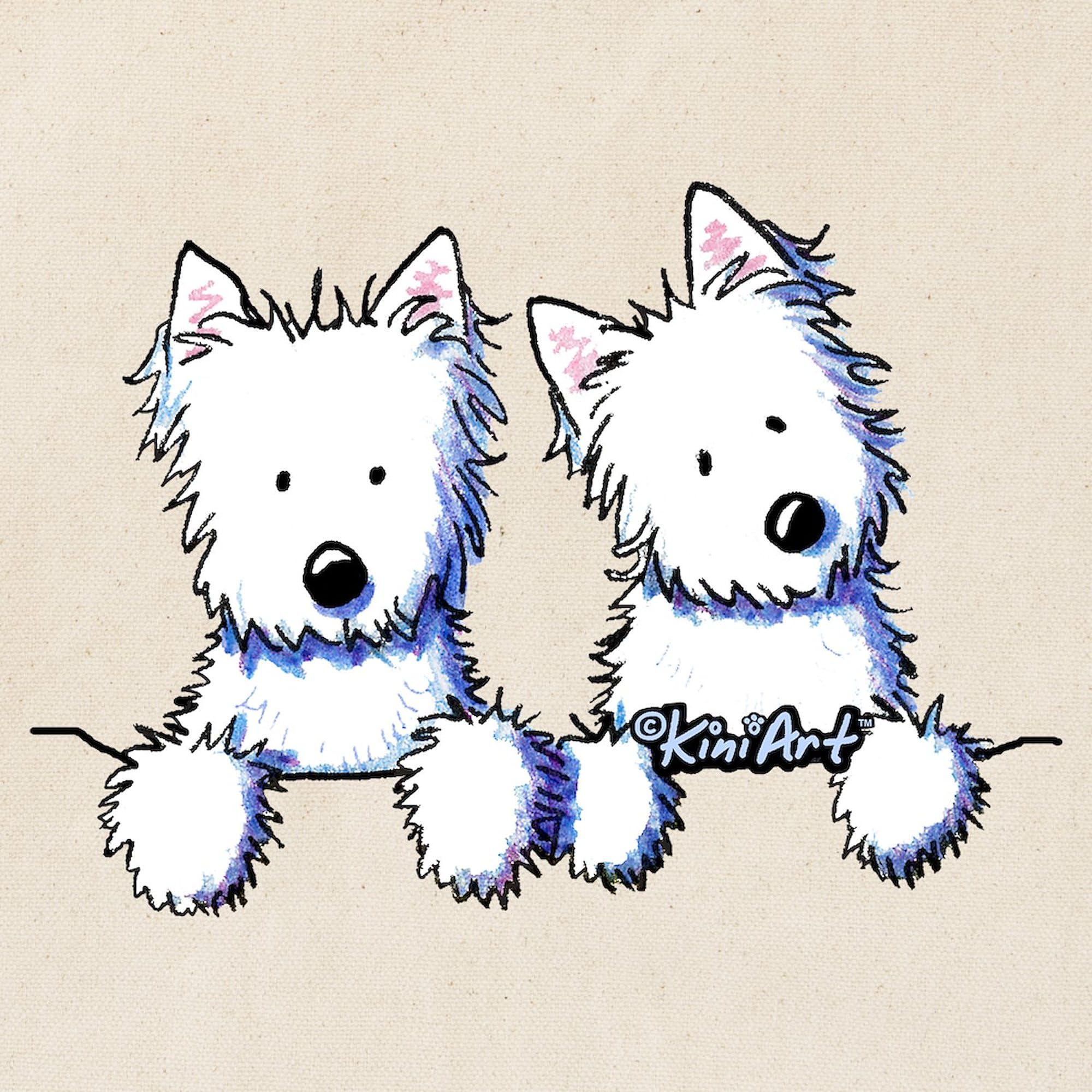 Pocket Westie Duo Tote Bag - Natural Canvas Reusable Shopping Bag for Groceries, Beach & Daily Use | Cute Dog Lover Gift