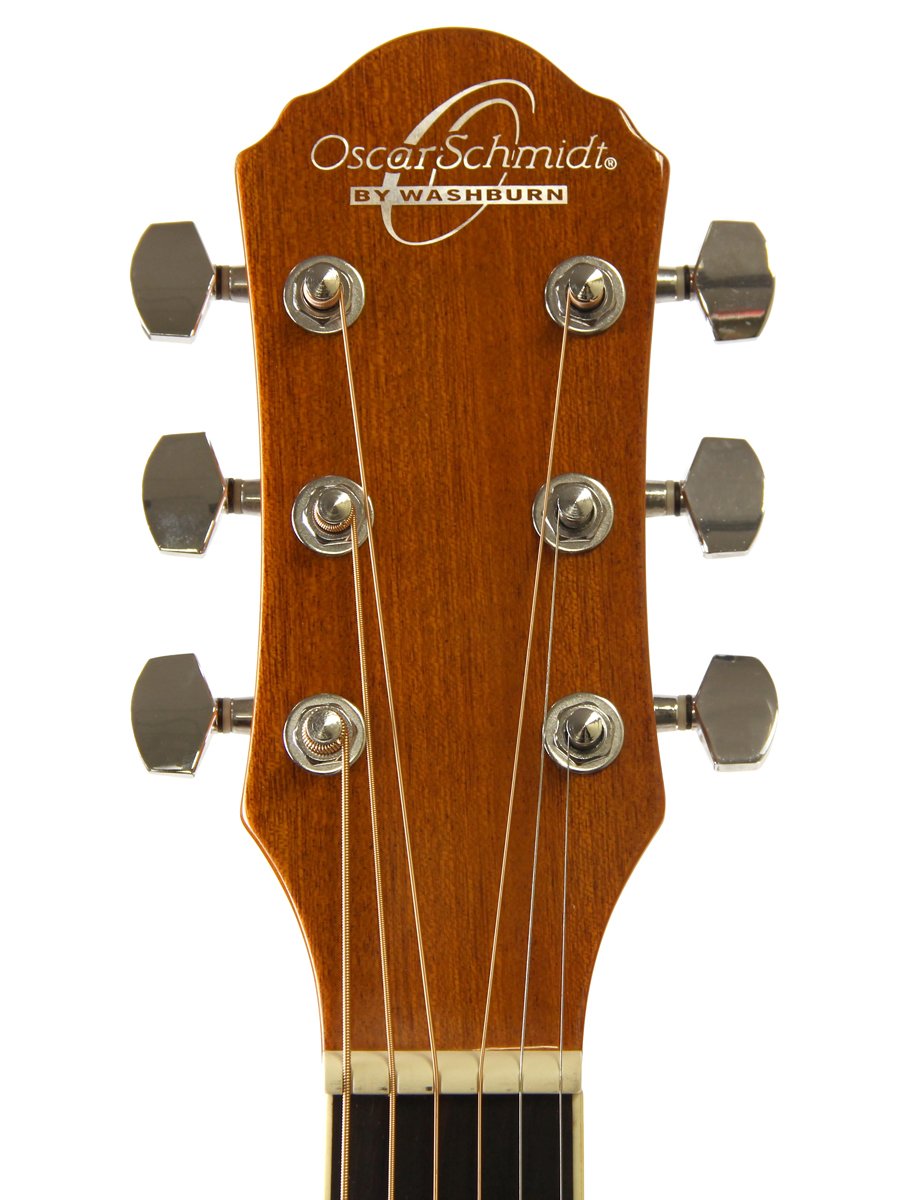 Oscar Schmidt by Washburn OG10CE Concert-Size Cutaway Acoustic-Electric Guitar with Gig Bag, Stand & Strings - Flame Yellow Sunburst | Perfect for Performances, Recording & Traveling Musicians