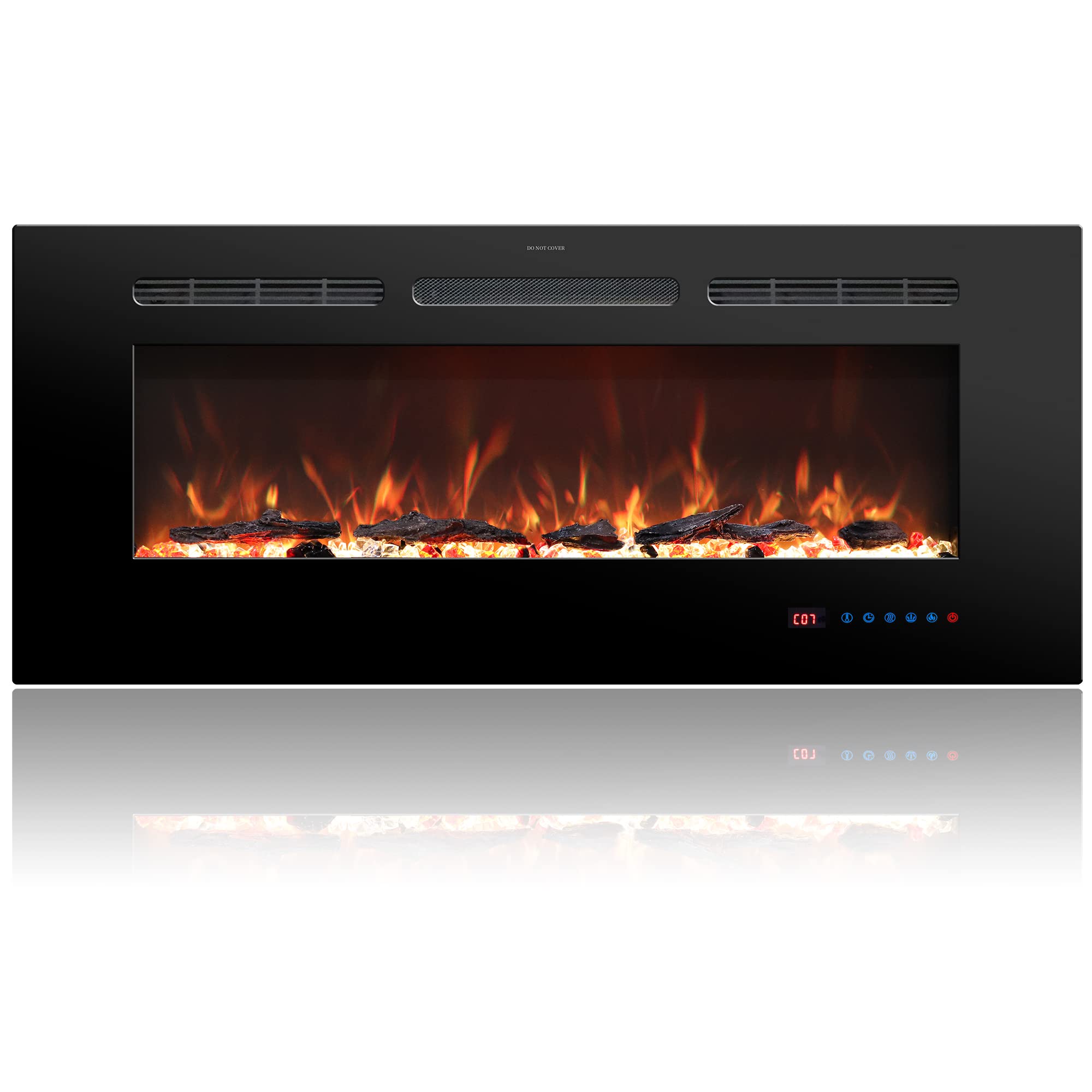 Rodalflame 36 Inch Recessed Electric Fireplace Insert - Wall Mounted Heater with Remote, 13 Color Flame Effects (Log & Crystal), 9H Timer, 750W/1500W - Perfect for Living Room, Bedroom & Office Warmth