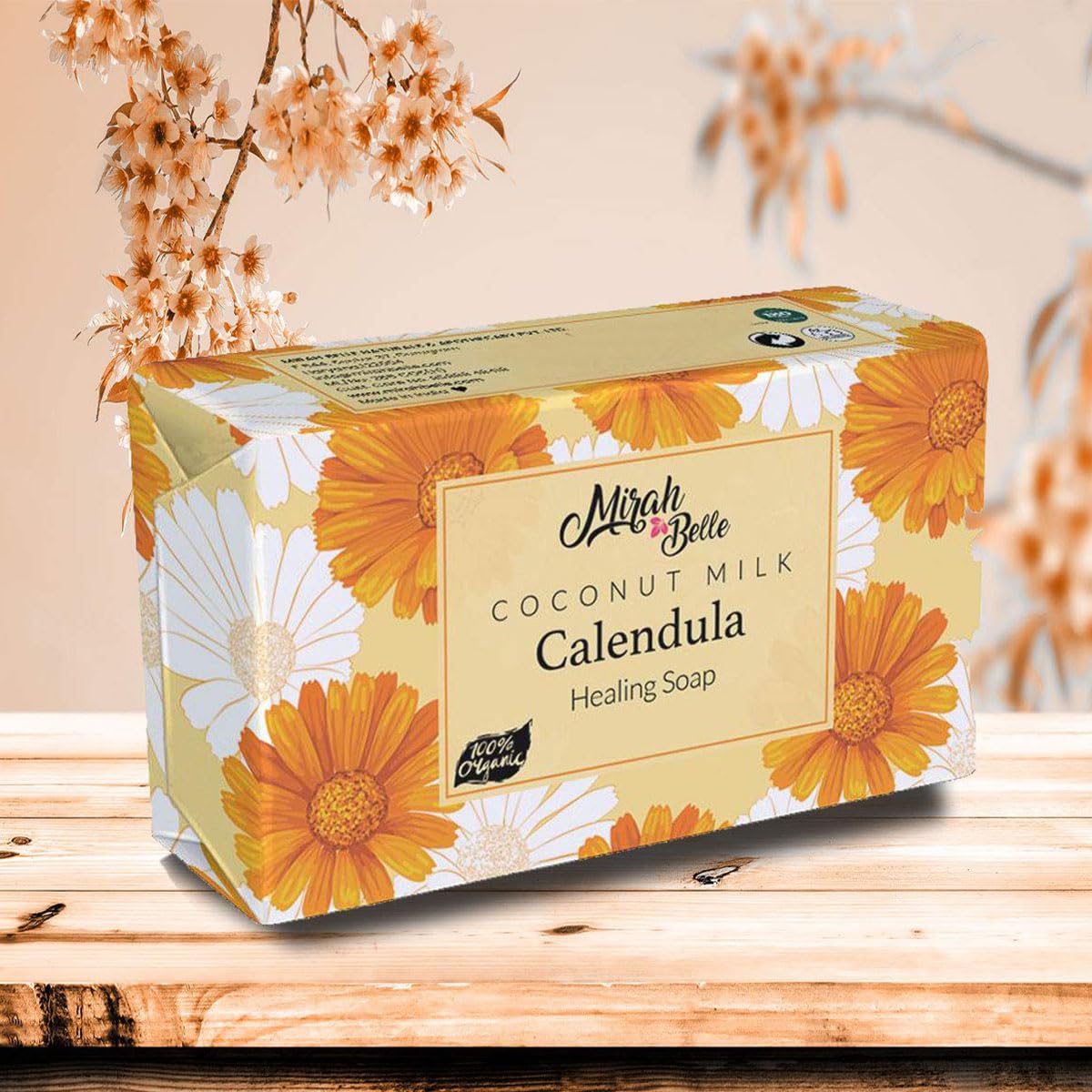 Organic Coconut Milk & Calendula Healing Soap Bar 125g - SLS Free, Paraben Free, GMO Free - Best for Sensitive, Acne-Prone & Irritated Skin - Gentle Cleansing for Face & Body - Perfect for Daily Skincare Routine & Sensitive Skin Care