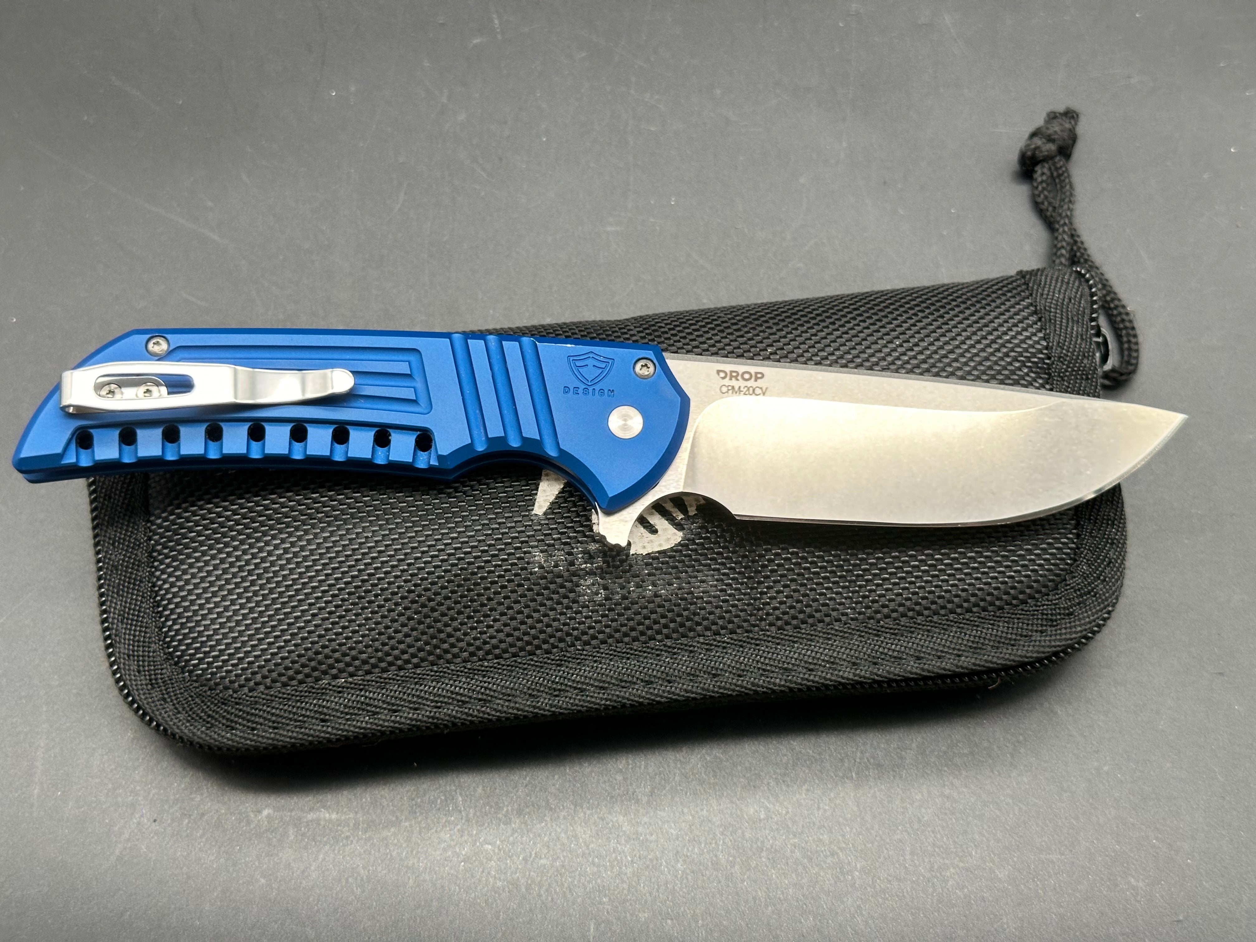 Protech Mordax Button Lock Folding Knife - DROP + Ferrum Forge Collaboration - EDC Pocket Knife for Outdoor, Camping, and Everyday Carry