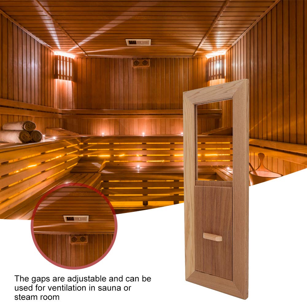 Premium Cedar Wood Sauna Air Vent - Adjustable Rectangle Steam Room Ventilation Panel with Grille | Sauna & Steam Room Accessory for Optimal Airflow & Comfort