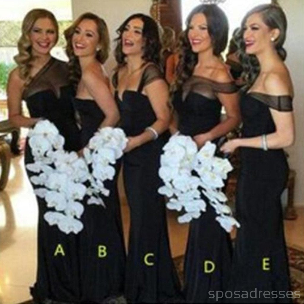Elegant Black Mermaid Bridesmaid Dresses - Mismatched Styles for Wedding Party, Prom & Formal Events | WG54 Collection | Perfect for Bridal Showers, Evening Galas & Special Occasions