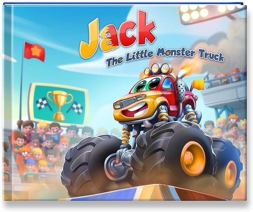 Personalized Monster Truck Story Book for Kids - Custom Children's Book with Name in The Story, 11x8.5 Inch Blue Hardcover | Perfect Birthday Gift, Bedtime Reading & Early Learning Adventure