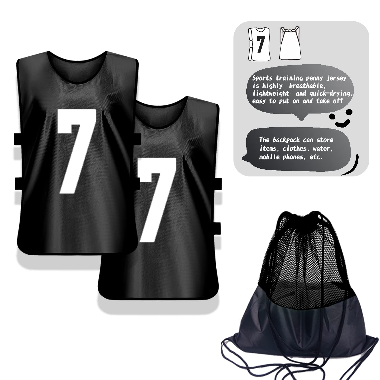 Scrimmage Training Vest 12 Pack - Reversible Soccer Pinnies for Adults & Youth with Numbers - Breathable Mesh Practice Bibs for Soccer, Basketball, Flag Football Team Sports - Perfect for Drills, Tournaments & School PE Classes