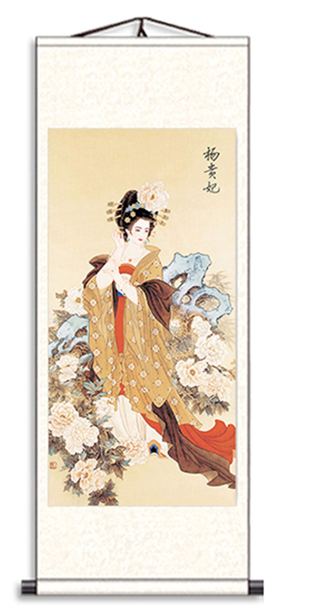 Chinese Silk Scroll Wall Art - Yang Guifei Beauty Painting for Home Decor | Asian Traditional Hanging Artwork | Perfect for Living Room, Bedroom & Office Decoration