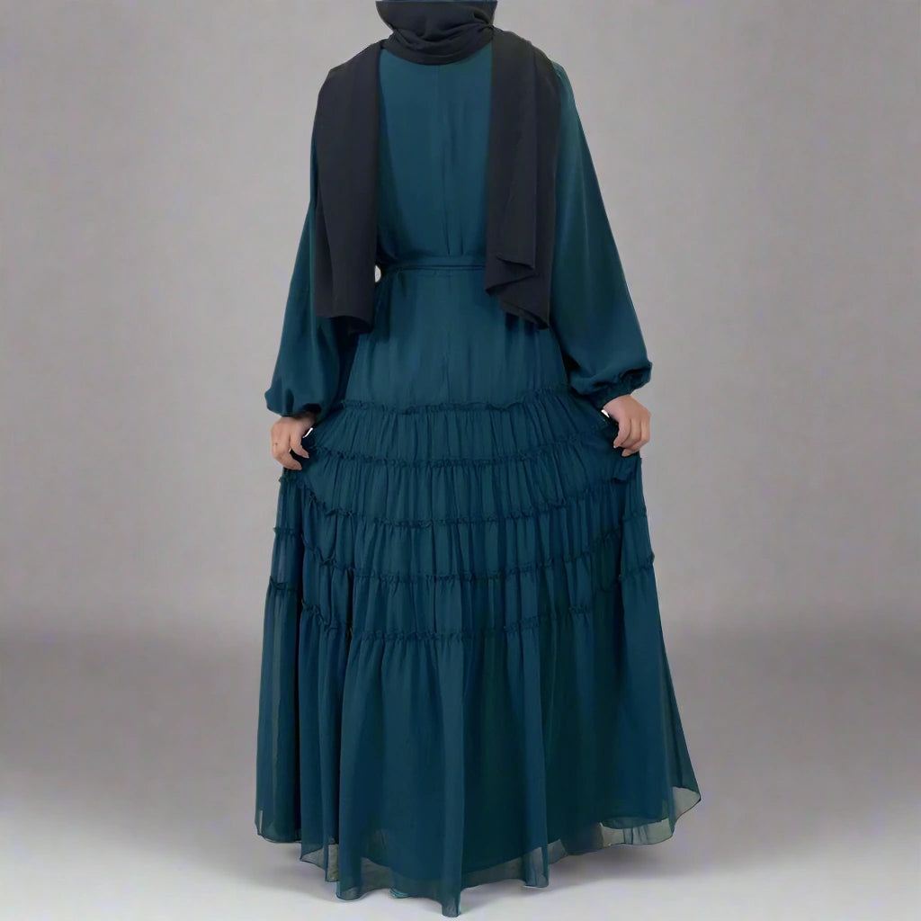 Elegant Chiffon Loose Abaya Dress for Muslim Women - Modest Islamic Prayer Dress for Home, Mosque & Special Occasions
