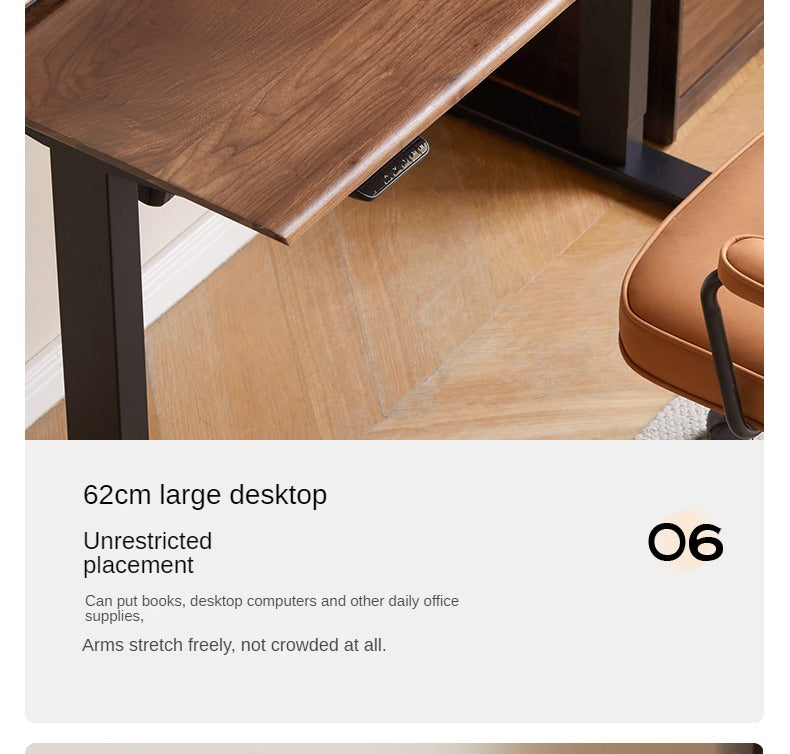 Premium Black Walnut Solid Wood Electric Standing Desk - Adjustable Height Home Office Desk for Work & Study | Ergonomic Workspace Solution for Professionals & Gamers