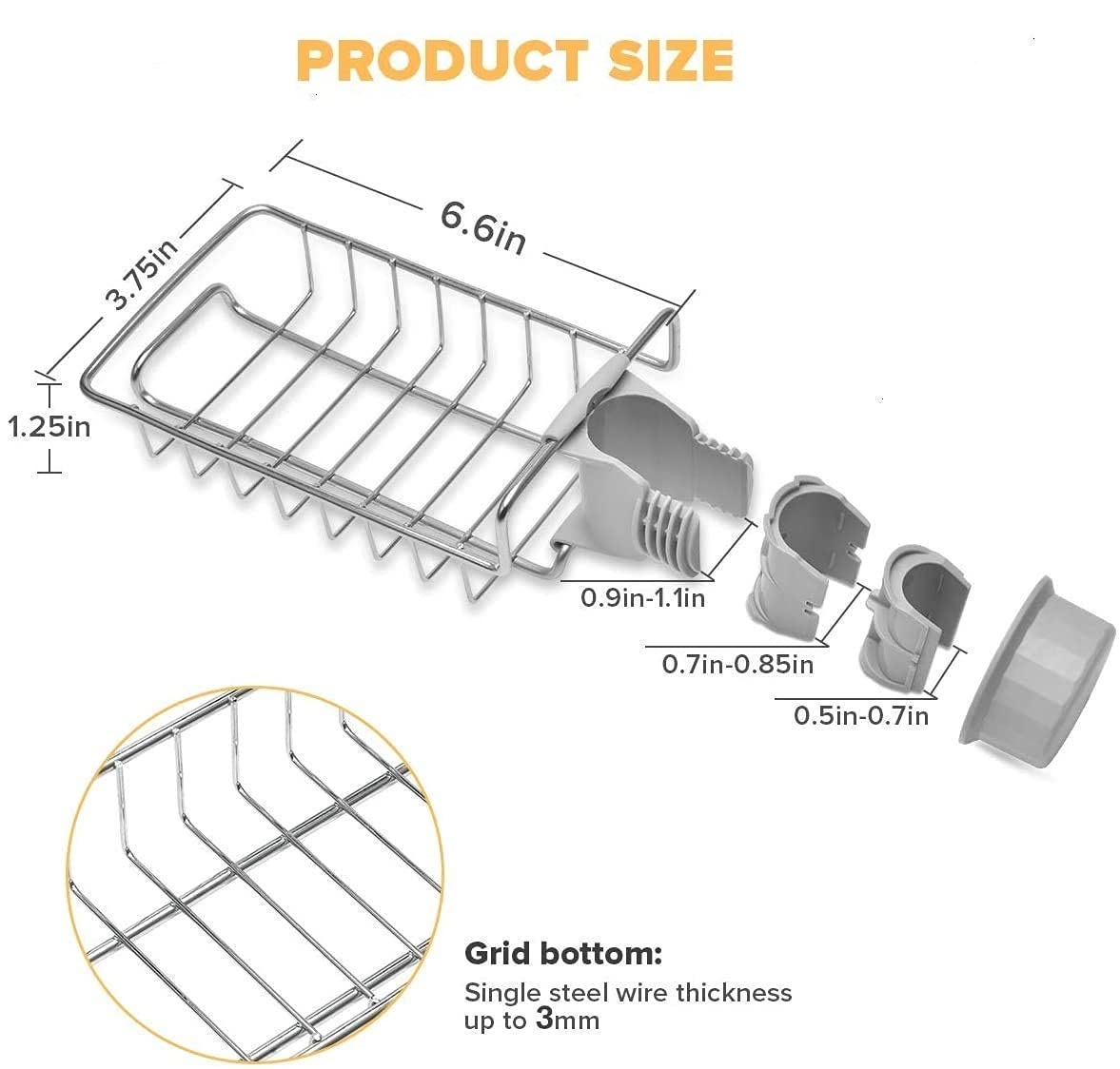 MobFest® Adjustable Stainless Steel Faucet Storage Rack - Rustproof Sink Organizer for Kitchen & Bathroom - Perfect for Soap, Sponges, Shampoo, Towels - Ideal for Small Space Organization Near Sink or Countertop