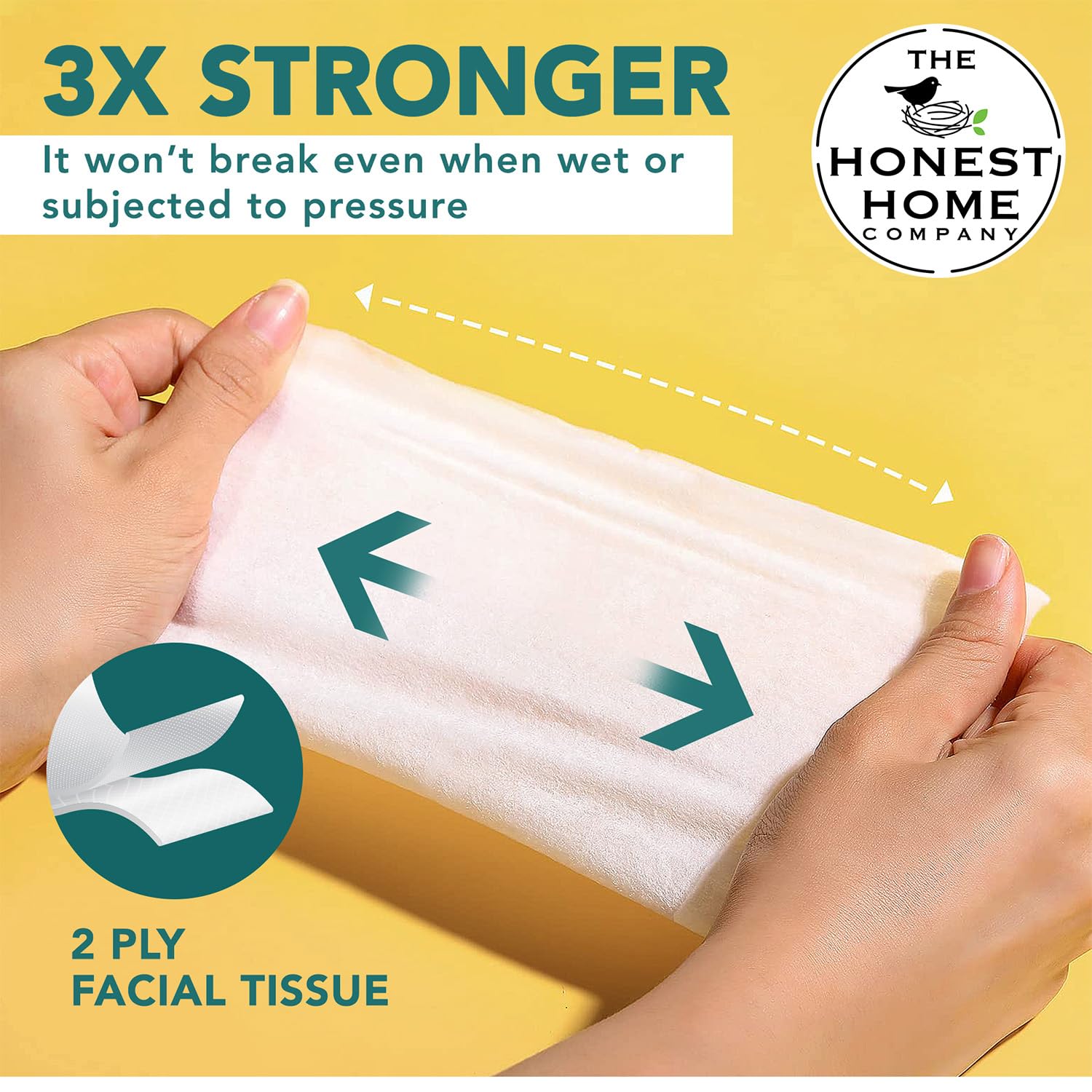 The Honest Home Company | Soft 2-Ply Facial Tissues Box - 200 Tissues per Box (Pack of 3) | Hard Box with Easy Pull Design | 600 Tissues Total | Perfect for Home, Office & Travel Use