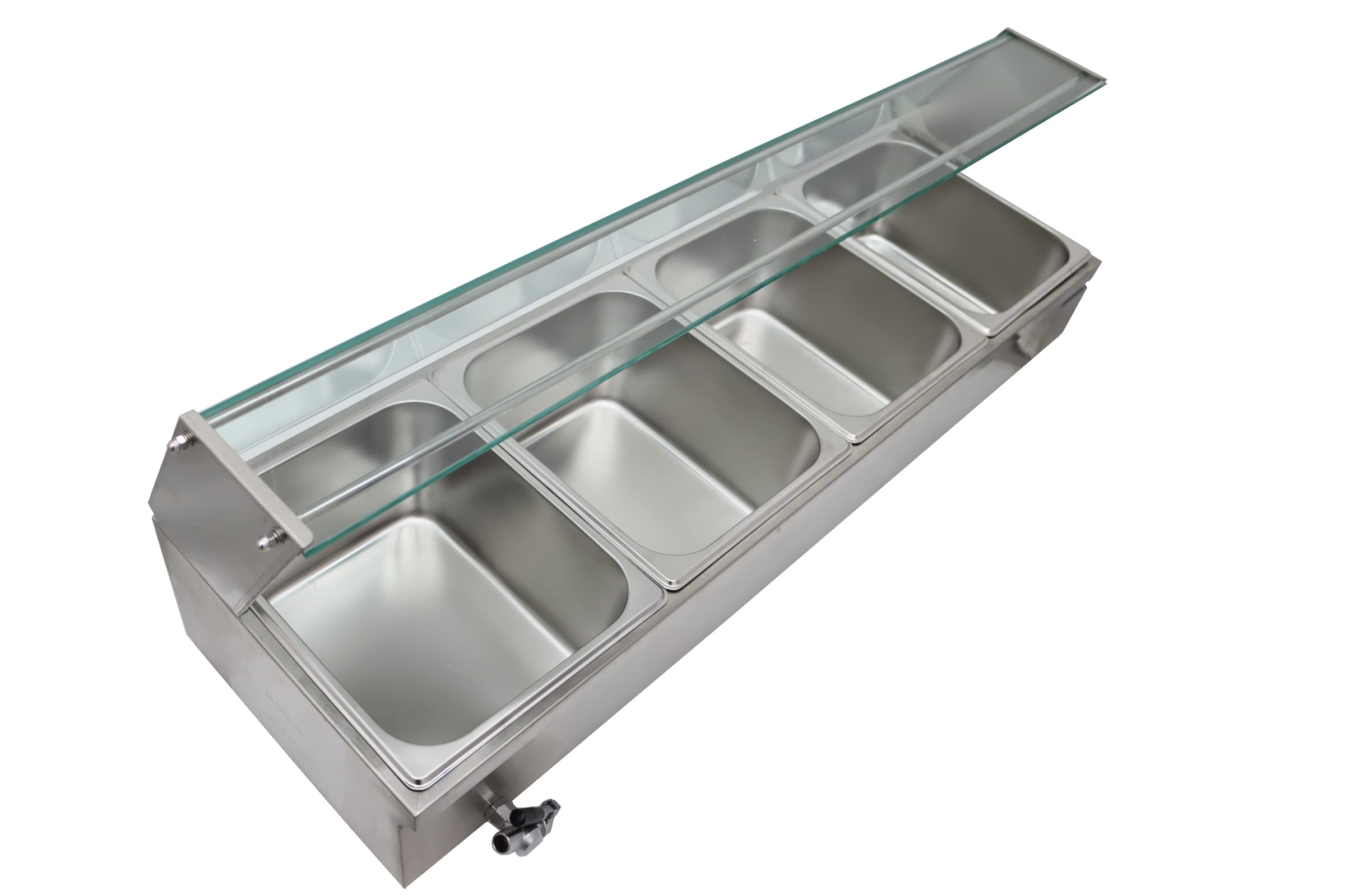 INTSUPERMAI Commercial 6-Inch Deep Food Warmer - Countertop Bain Marie with Glass Shield (4 Pot, 110V) for Soup, Buffet & Canteen | Perfect for Restaurants, Catering & Steam Table Service