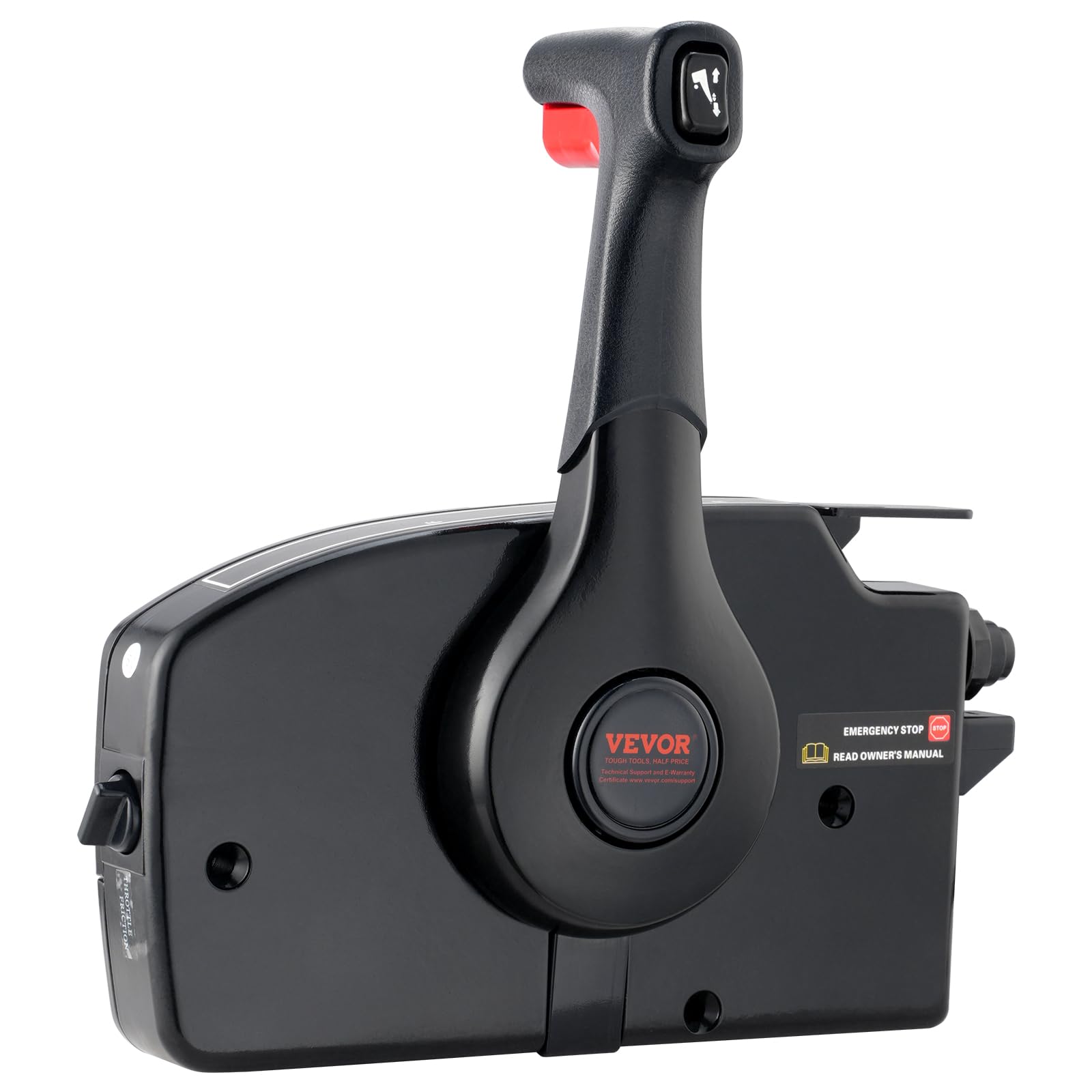 VEVOR Marine Boat Throttle Control Box - Side-Mounted Outboard Remote Control for Mercury PT 2-Stroke Engines with Power Trim Switch | 16.3ft 8+4 Pin Harness & Safety Lanyard | Perfect for Fishing Boats, Speedboats & Water Sports