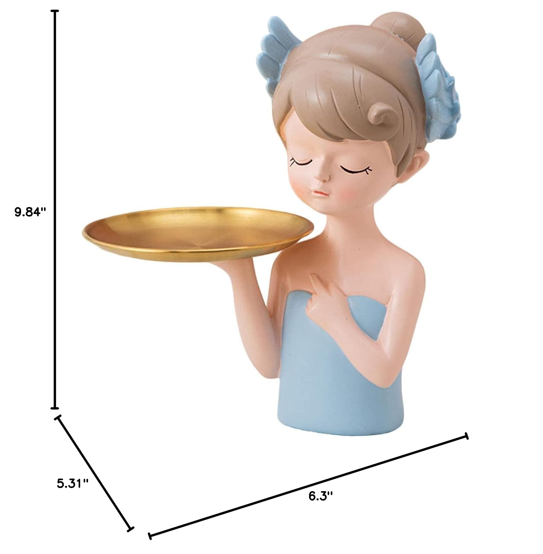 Modern Girl Figurine Tray - Decorative Jewelry Holder & Trinket Organizer | Blue Ceramic Storage Tray for Necklaces, Rings & Small Accessories | Perfect for Living Room, Bedroom, Office Desk & TV Shelf Decor