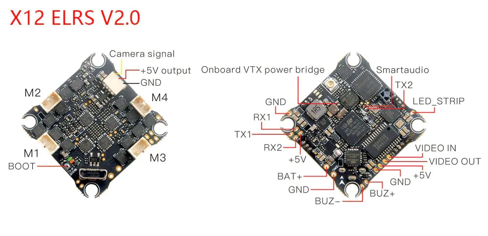 Happymodel X12 AIO 5-in-1 Flight Controller with Built-in 12A ESC & OpenVTX Support for Mobula7 1S Racing Drone - ELRS Version | Perfect for FPV Racing, Freestyle Flying, and Drone Enthusiasts