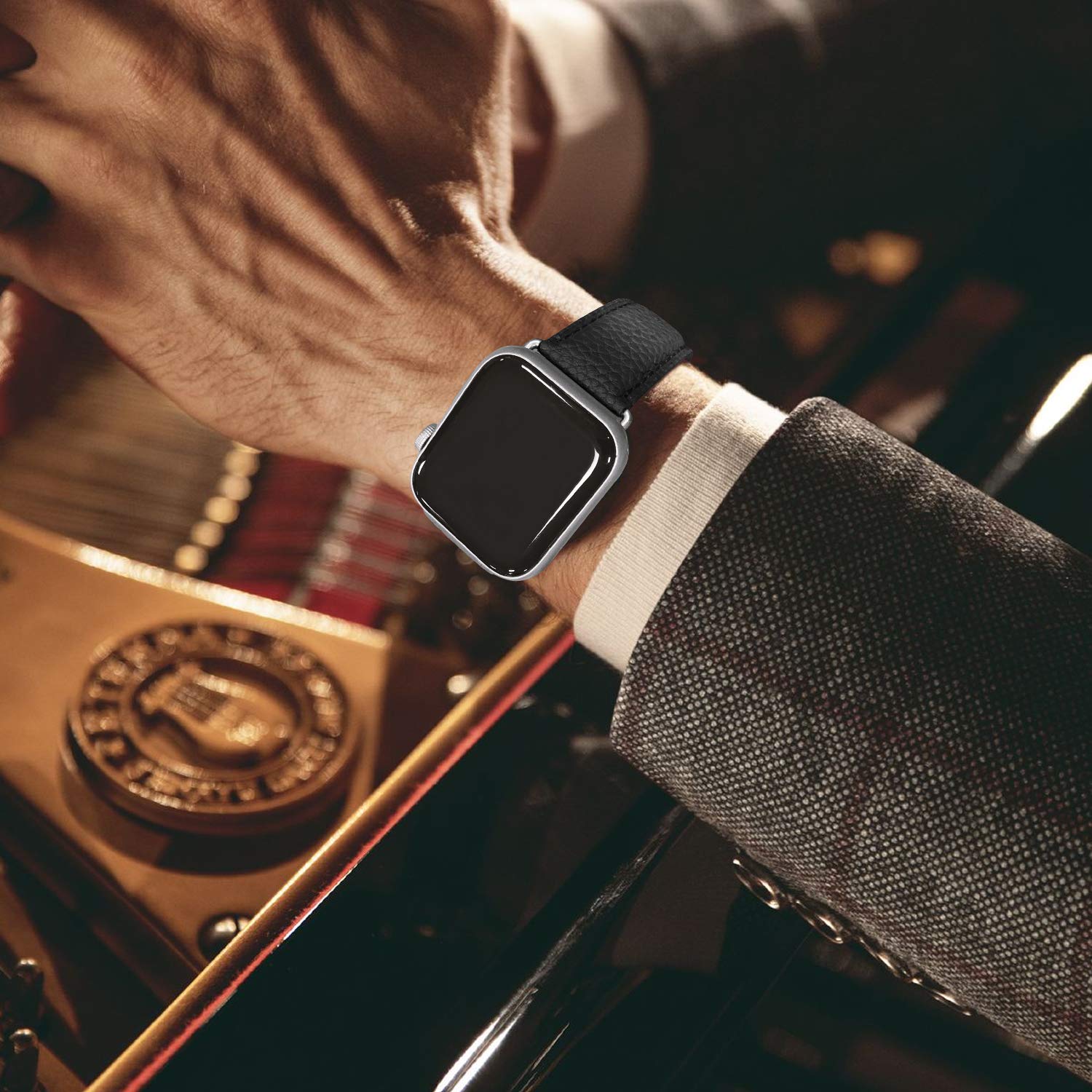 Fullmosa Genuine Leather Apple Watch Bands for 38mm 40mm 41mm 42mm 44mm 45mm 49mm - Compatible with iWatch Series 9/8/7/6/5/4/3/2/1/SE/Ultra - Elegant Dressy Strap with Protective Case - Perfect for Women's Work, Gym & Daily Wear