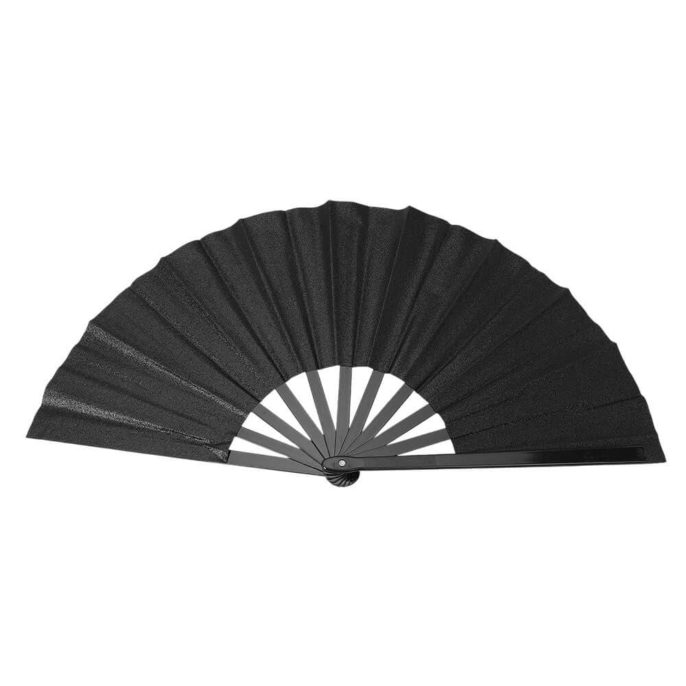 Black Glitter Folding Hand Fan for Line Dancing - Elegant & Portable Dance Accessory for Performances, Parties, and Costume Events