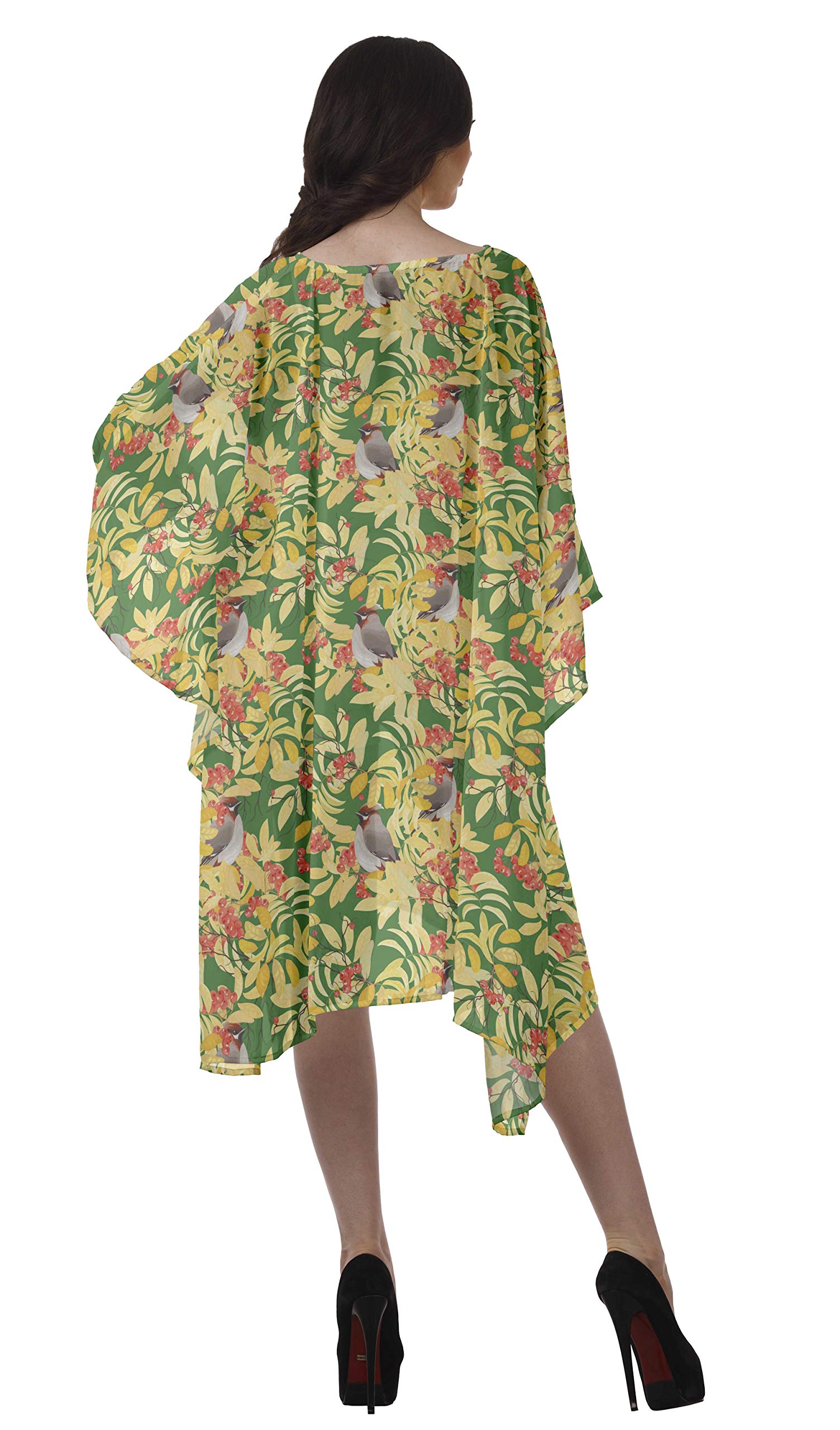 Moomaya Women's Georgette Short Kaftan Beach Cover Up Dress - Lightweight Bikini Coverup for Summer Vacation, Pool Party & Beachwear