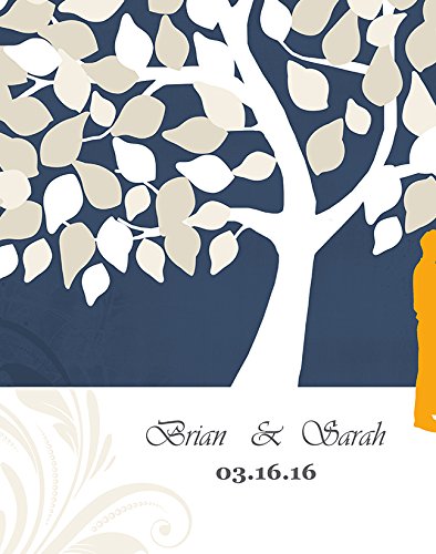 Personalized Couple Tree Canvas Wall Art - Custom His & Hers Names & Date - Romantic Wedding, Anniversary, Housewarming Gift - Navy Blue 20