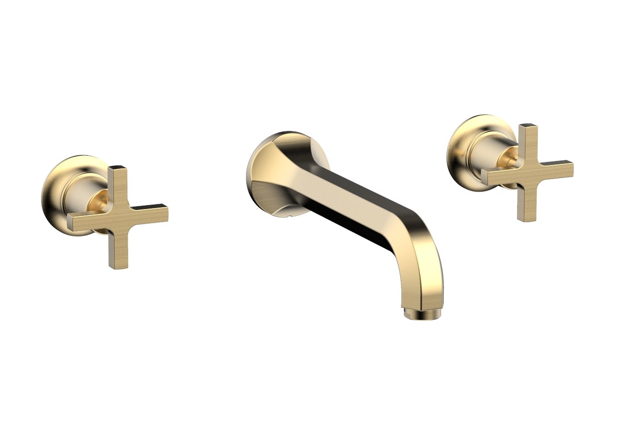 HEX MODERN Wall Tub Faucet Set with Cross Handles - Model 501 56 - Perfect for Bathroom Renovation and Modern Home Decor