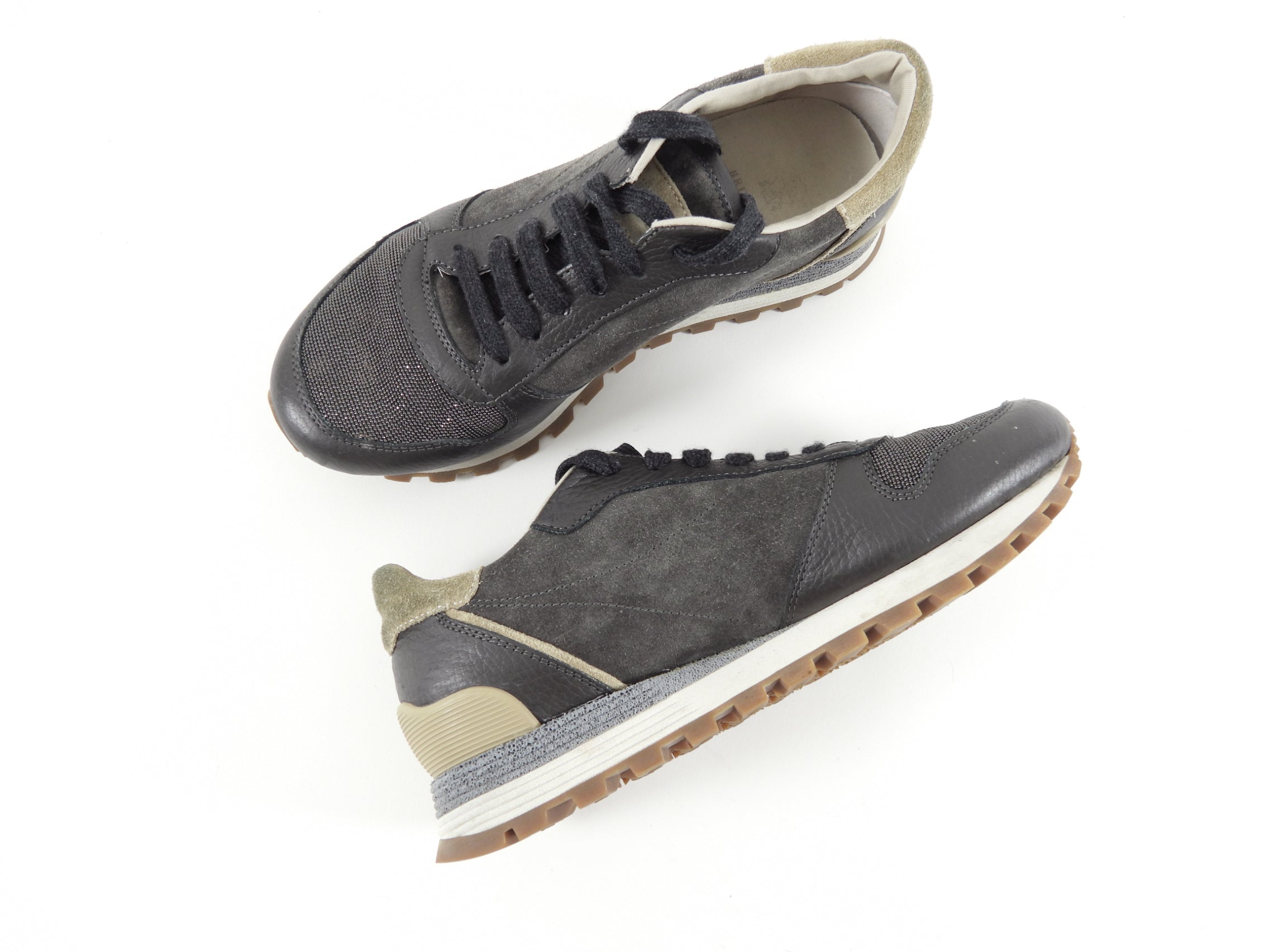 Brunello Cucinelli Grey Monili Sneakers - Women's Size 38.5 / 8 US - Comfortable Casual Shoes for Walking, Travel & Everyday Wear