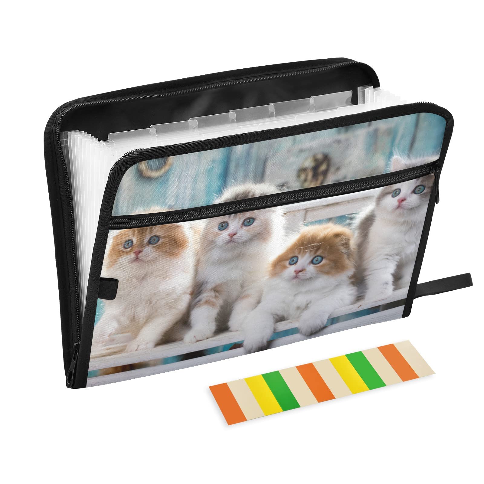 UMIRIKO 13-Pocket Expanding File Folder with Sticky Labels - A4 Letter Size Accordion Document Organizer with Zipper Closure - Perfect for Office, School, and Home Organization