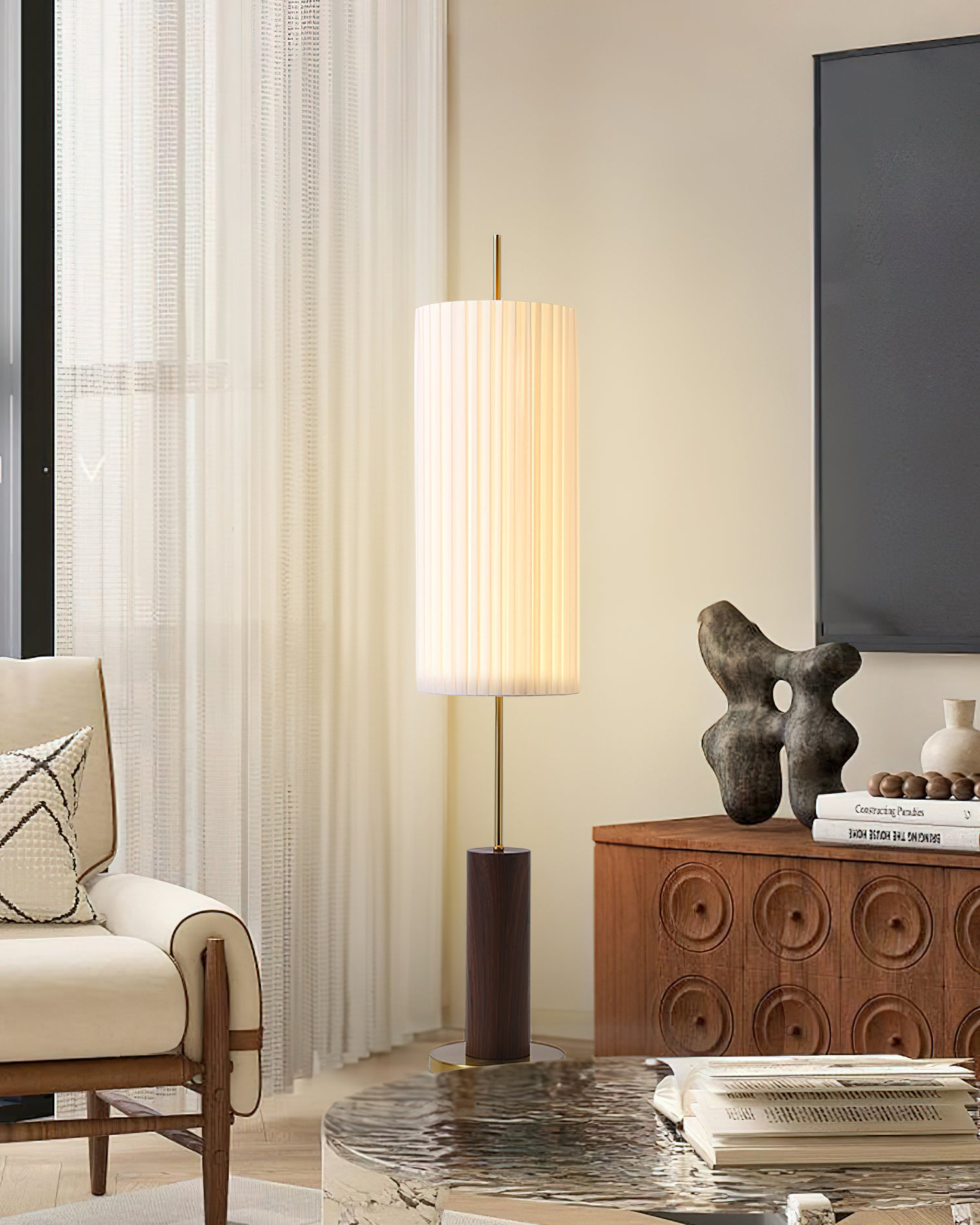 Modern Dorica Floor Lamp with Adjustable Height - Bright LED Standing Light for Living Room, Bedroom, or Office - Perfect for Reading, Working, and Relaxing