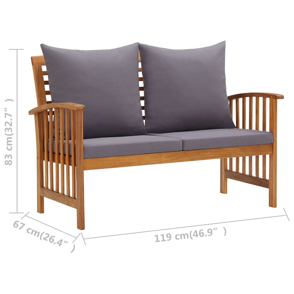 Premium 3-Piece Acacia Wood Patio Lounge Set with Coffee Table & Gray Cushions - Outdoor Garden Furniture for Backyard, Poolside & Terrace Relaxation