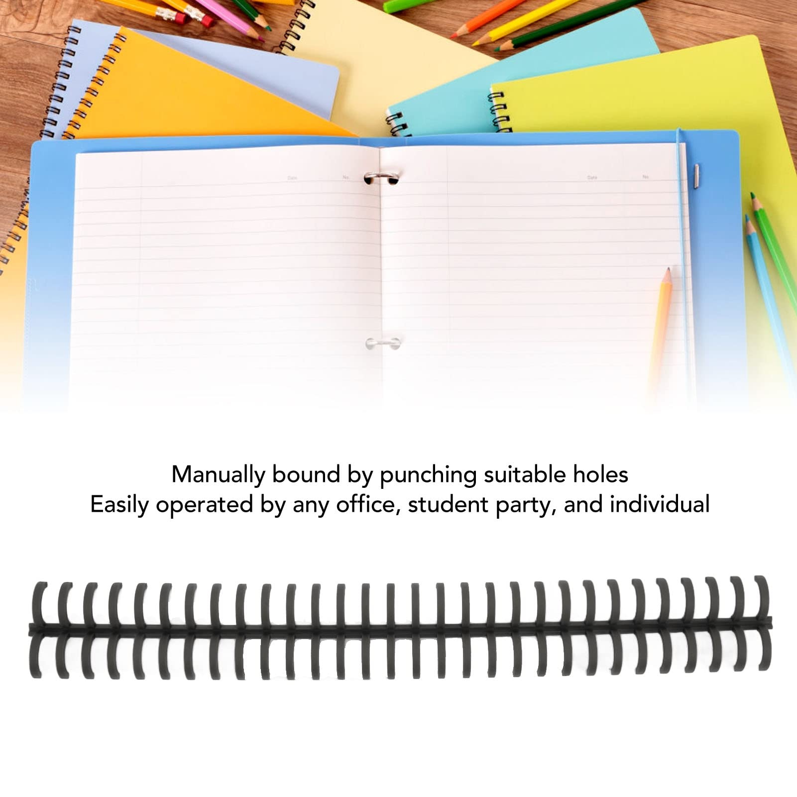 10Pcs Black Spiral Binding Coils 1/2 Inch Diameter - 30 Hole Plastic Binding Combs for Loose Leaf Paper - Office, Classroom & Library Supplies - Perfect for Reports, Presentations, Notebooks & DIY Projects