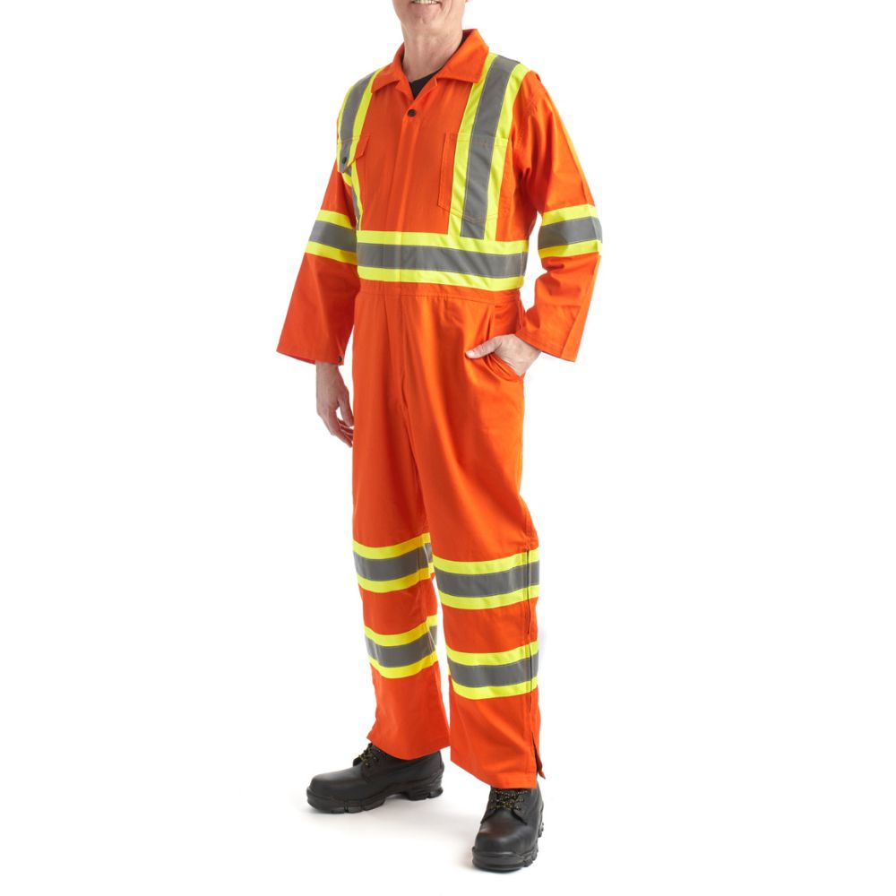 Terra Men's High Visibility Unlined Coverall 116581OR - Orange Safety Workwear for Construction, Road Work & Emergency Services