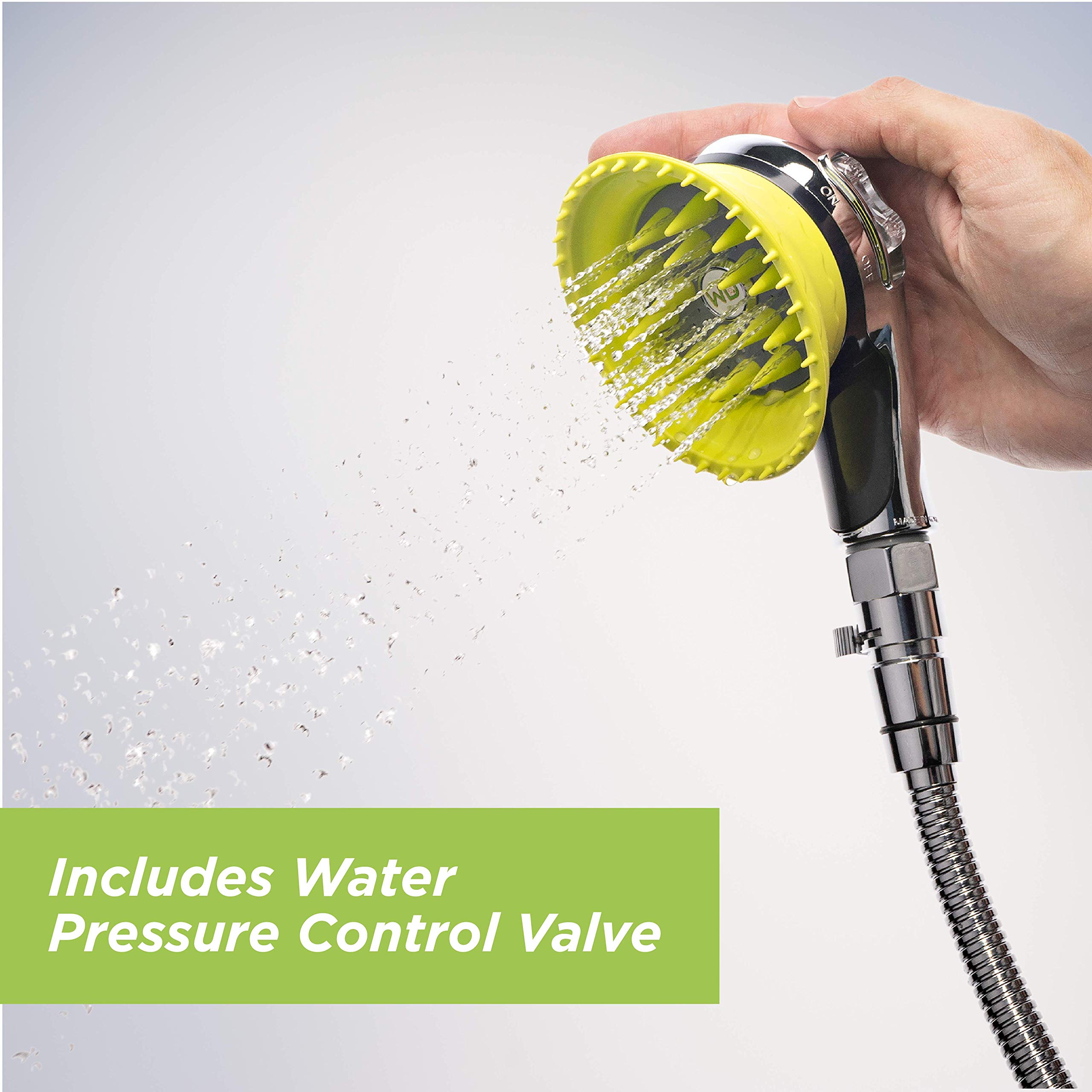 WD Handheld Shower Brush with On/Off Switch & Adjustable Water Pressure - Pet & Human Use for Bathing, Grooming & Cleaning - Perfect for Dogs, Cats & Household Shower Needs